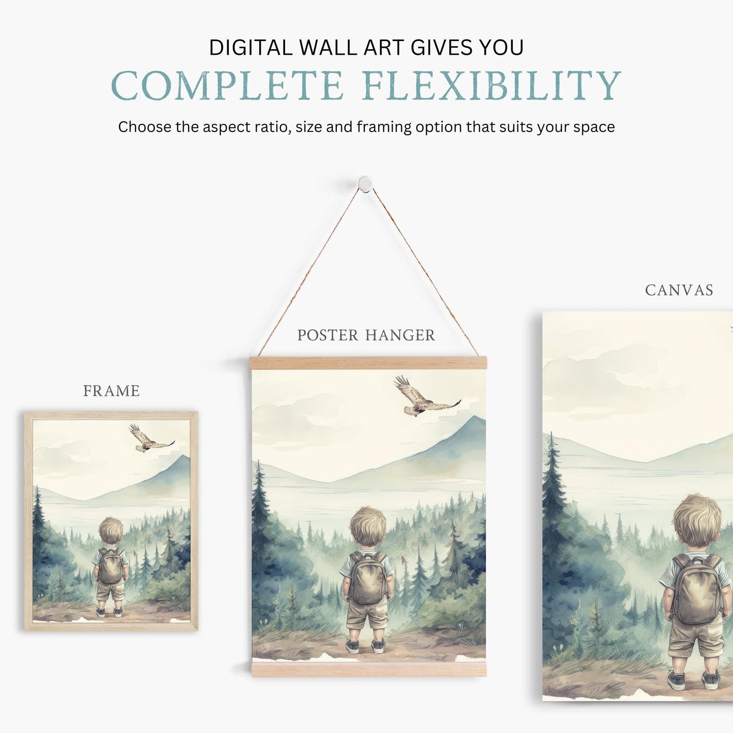 Boy Woodland Wall Decor, Woodland Animal Print, Bear & Fox, Forest Nursery Art Set of 3, Forest Animal, Printable Mountain Boy Room Decor - My Store