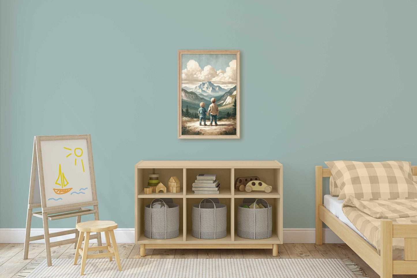 Boys Adventure Wall Art, Nature Decor for Kids, Mountain Print - WildfieldPrints