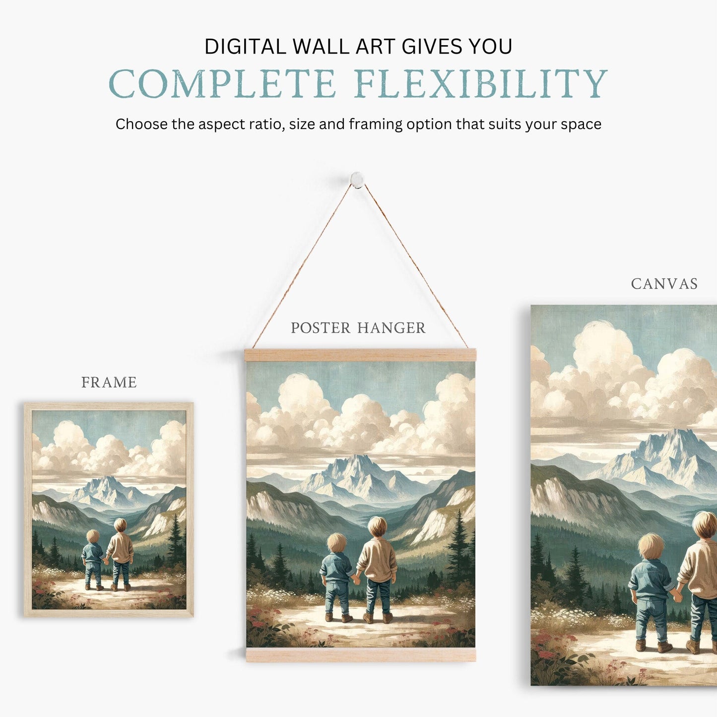 Boys Adventure Wall Art, Nature Decor for Kids, Mountain Print - WildfieldPrints