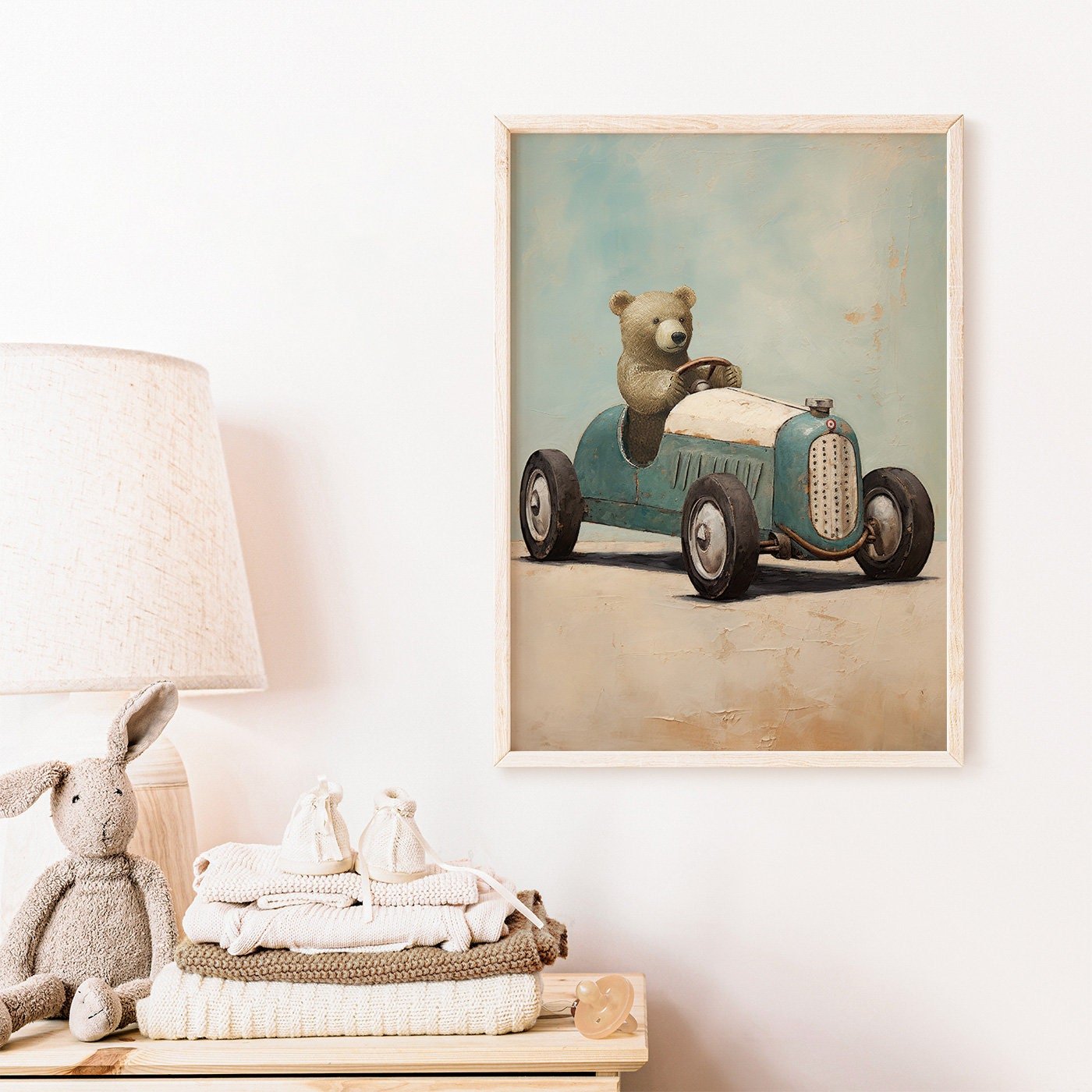 Boys Car Decor, Unique Vintage Wall Art for Nursery or Playroom - WildfieldPrints