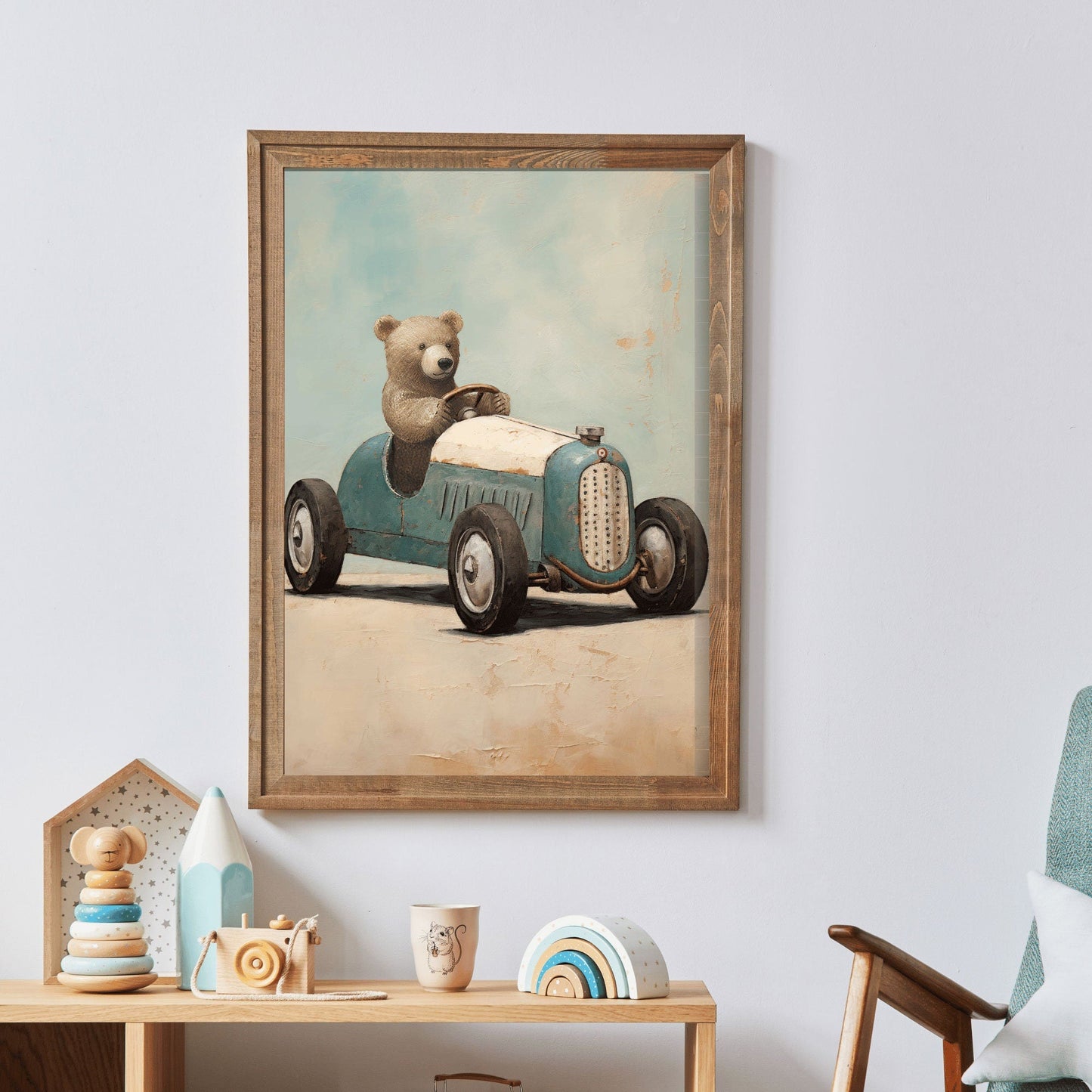 Boys Car Decor, Unique Vintage Wall Art for Nursery or Playroom - WildfieldPrints
