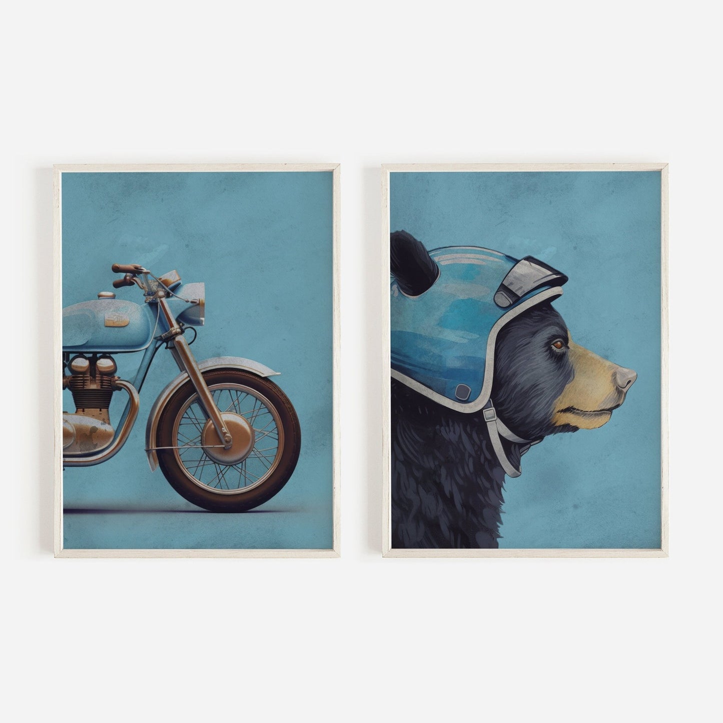 Boys Room Motorcycle Decor, Unique Vintage Style Prints, Cool Biker Art - WildfieldPrints