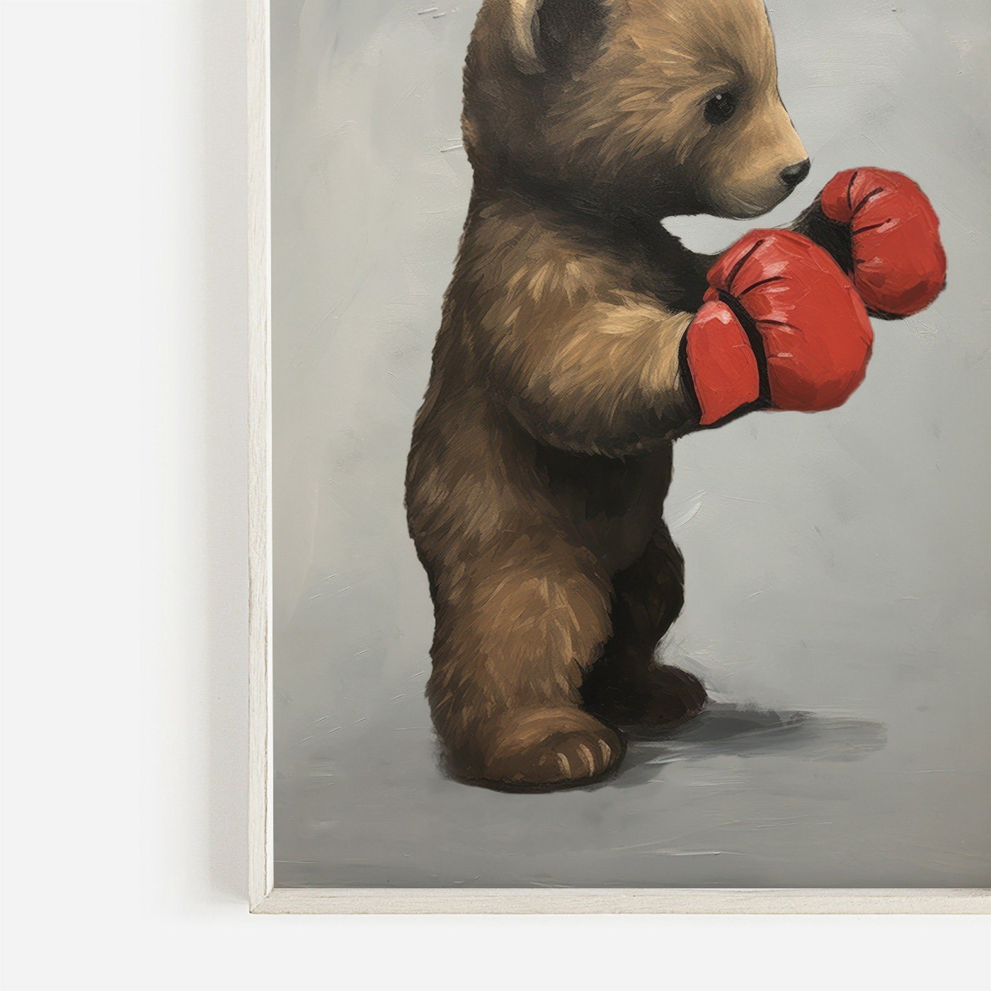 Boys Room Wall Art, Cool Decor for Little Boys, Bear Boxing Match - WildfieldPrints