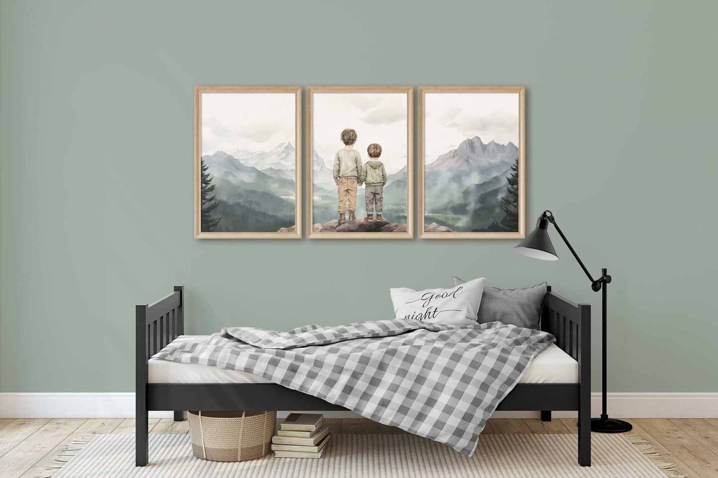 Brother Adventure Art, Triptych Prints, Siblings Mountain Decor - WildfieldPrints