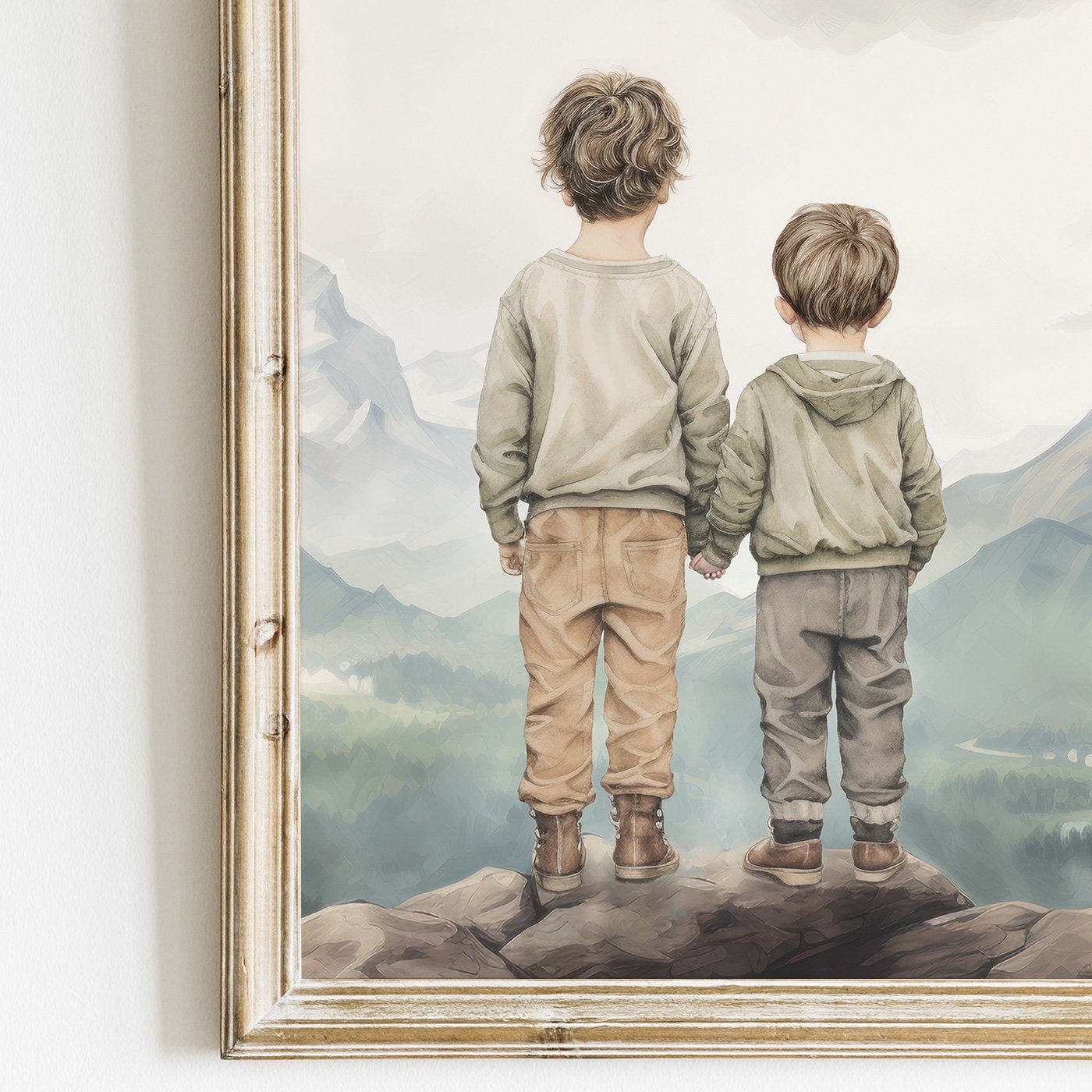 Brother Adventure Art, Triptych Prints, Siblings Mountain Decor - WildfieldPrints