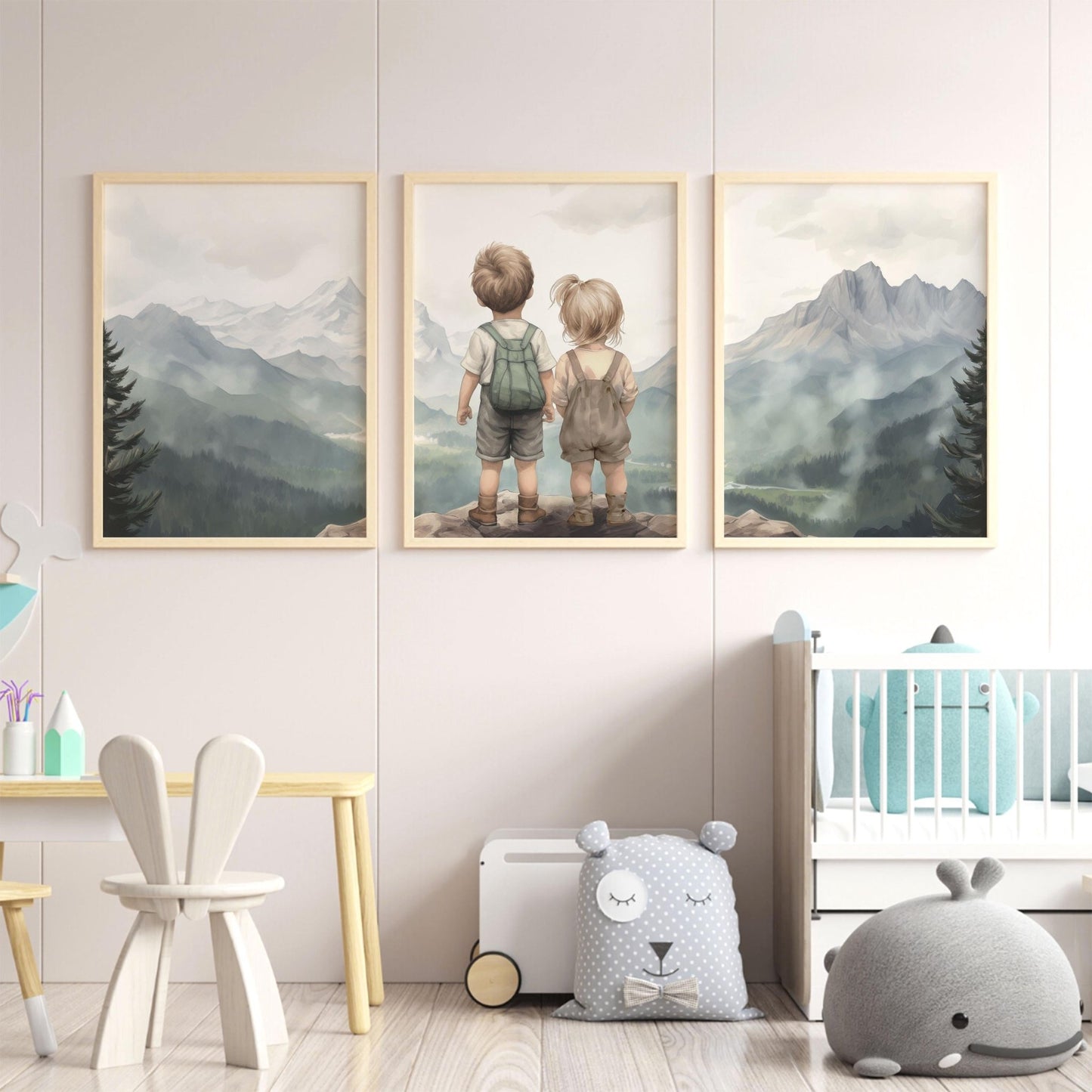 Brother and Sister Artwork, Sibling Room Decor, Nature Theme Kids Art - WildfieldPrints