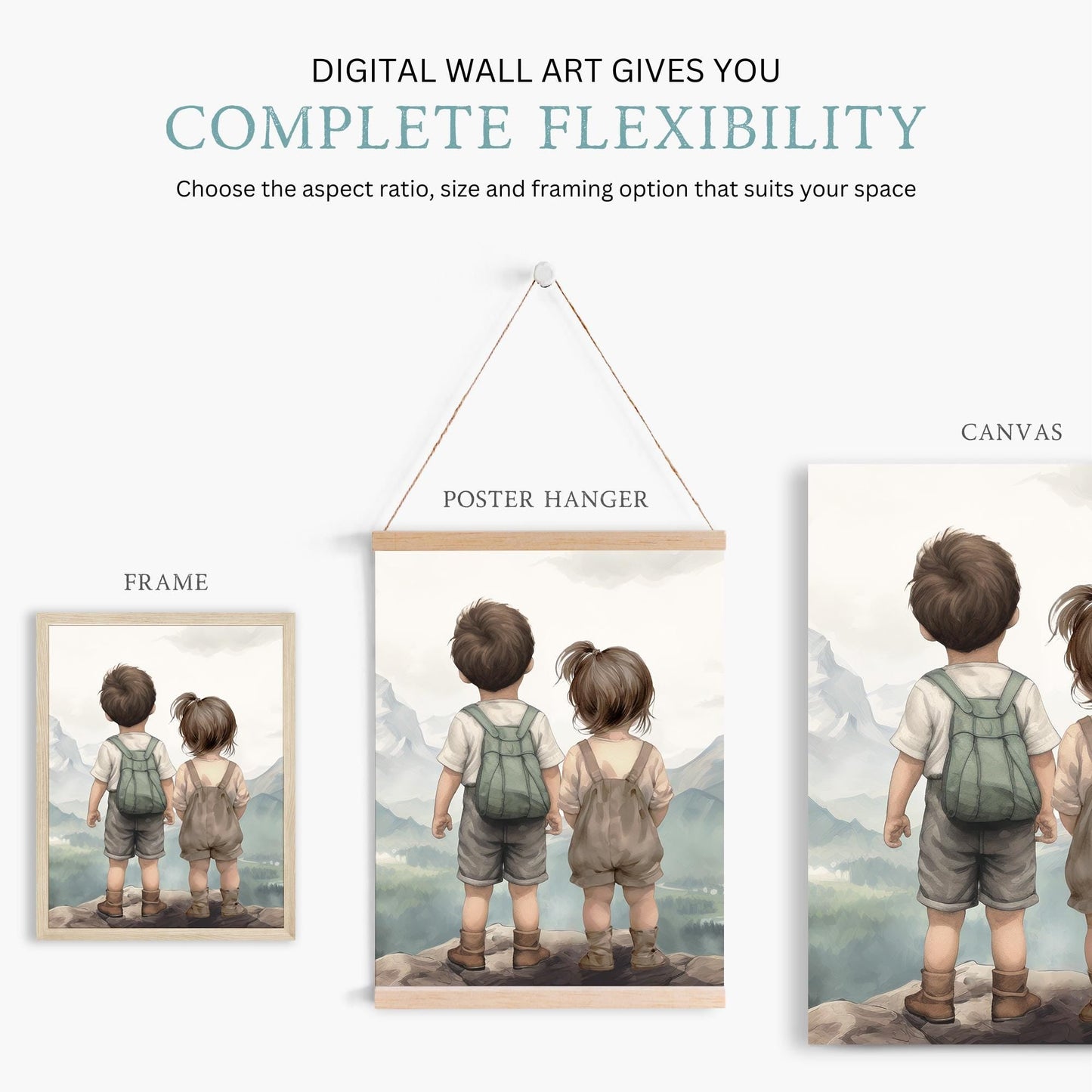 Brother and Sister Nursery Decor, Sibling Room Wall Art, Adventure Theme - WildfieldPrints