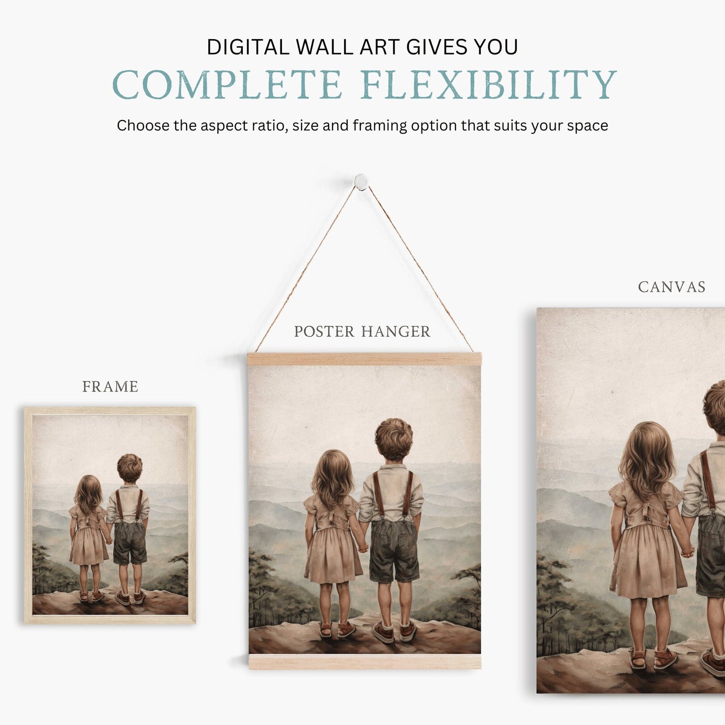 Brother and Sister Room Decor, Nature Wall Art for Kids, Siblings Print - WildfieldPrints