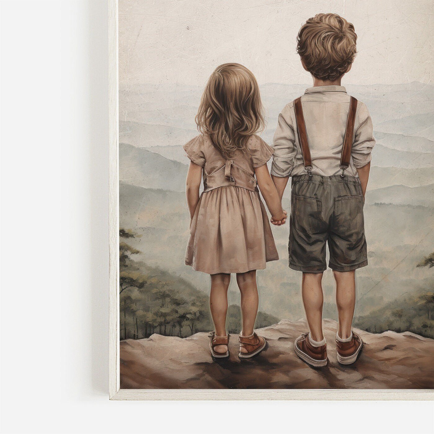 Brother and Sister Room Decor, Nature Wall Art for Kids, Siblings Print - WildfieldPrints