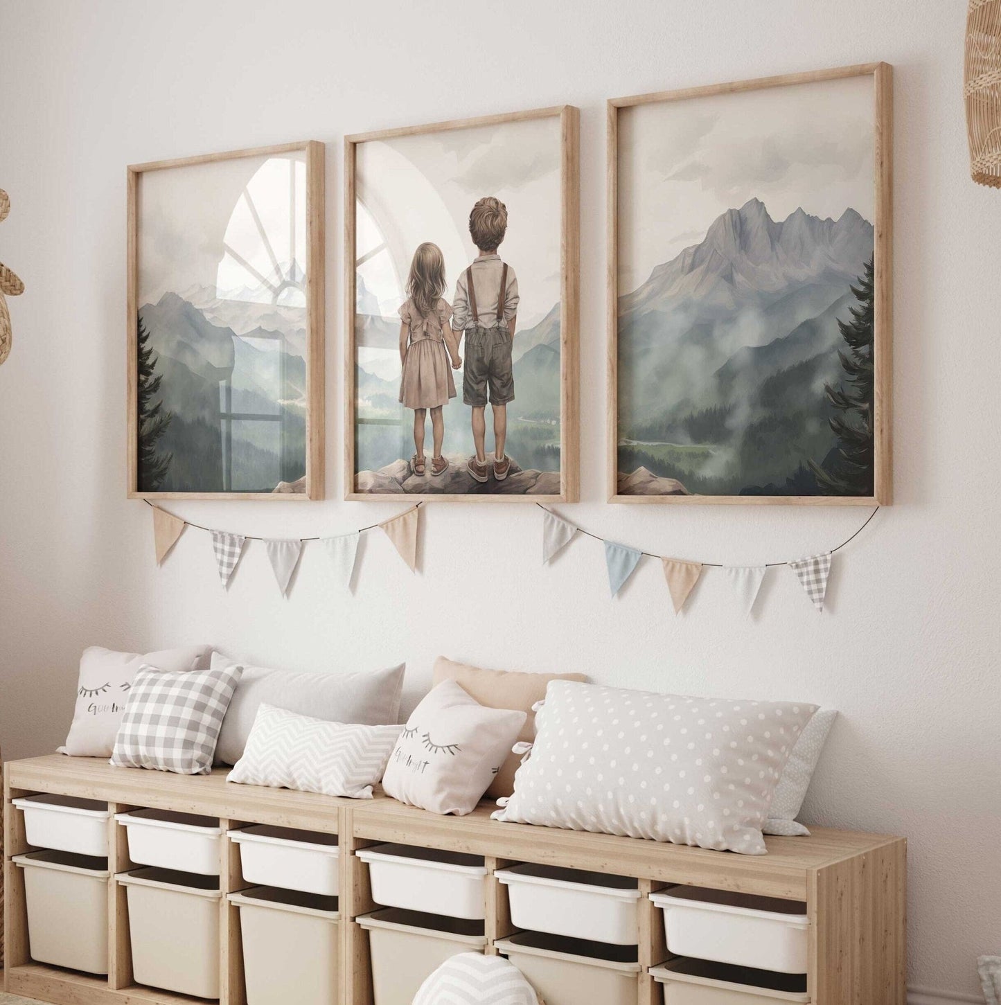 Brother and Sister Room Decor, Siblings Wall Art, Nature Paintings - WildfieldPrints