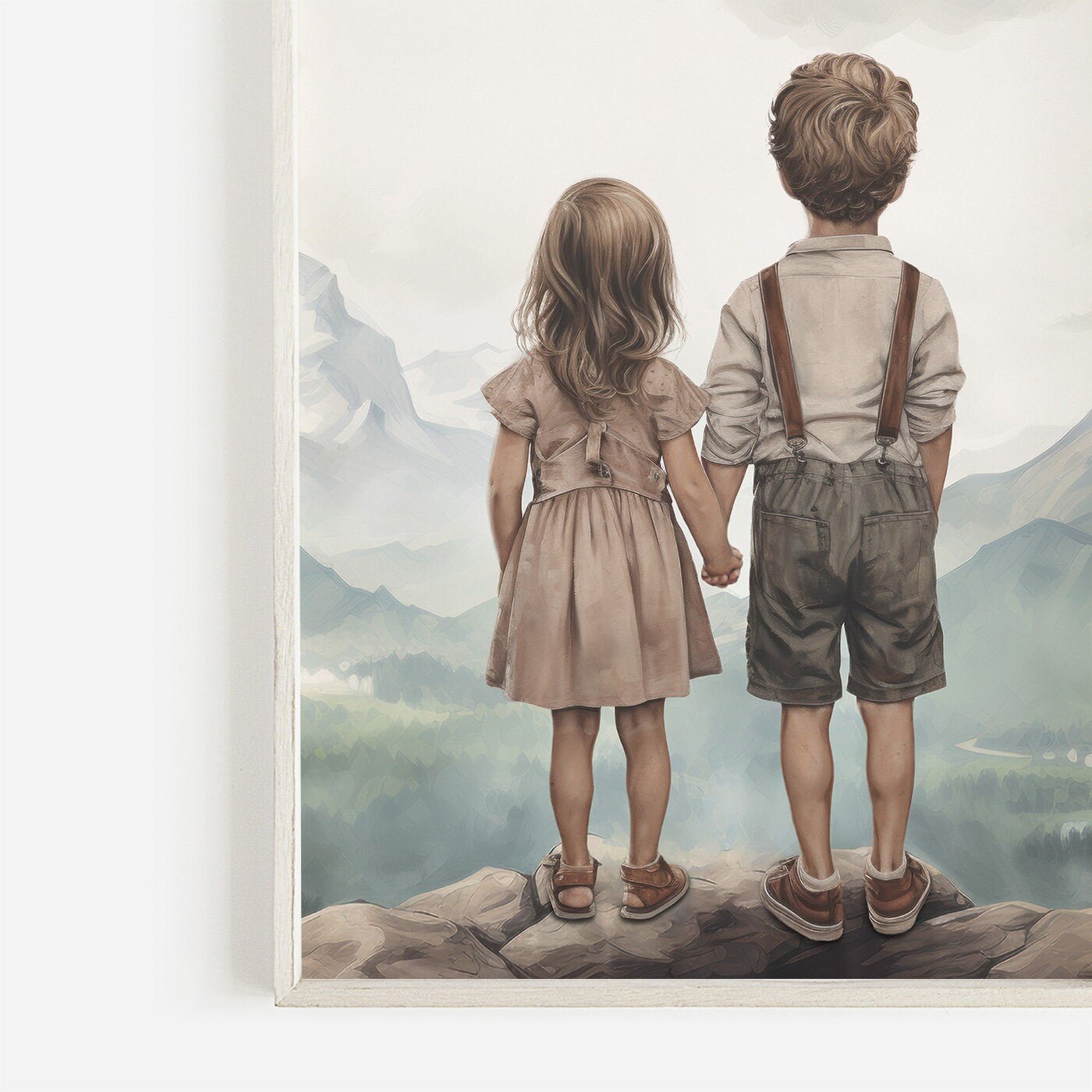 Brother and Sister Room Decor, Siblings Wall Art, Nature Paintings - WildfieldPrints