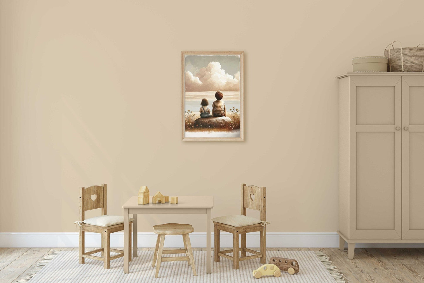 Brother and Sister Wall Art, Nature Kids Decor, Siblings Portrait - WildfieldPrints