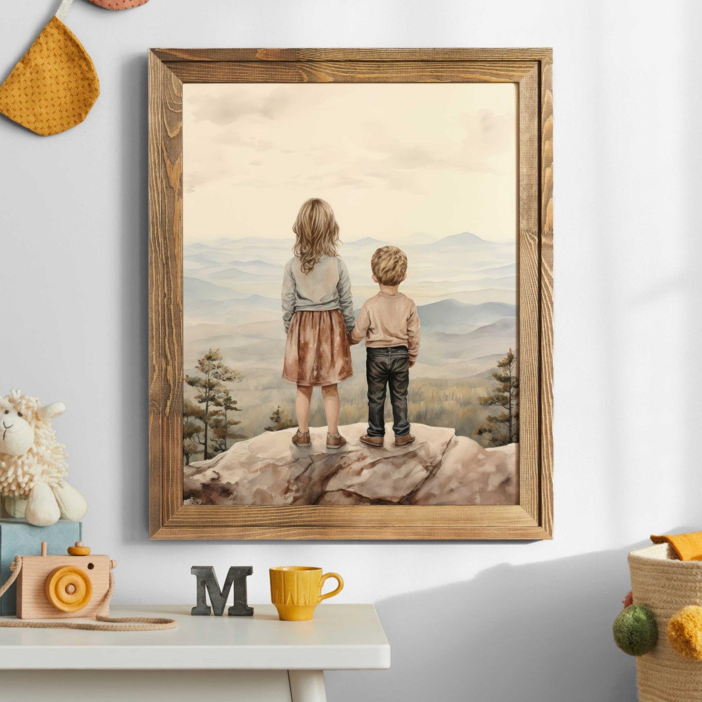 Brother and Sister Wall Art, Shared Sibling Room Decor, Portrait Print - WildfieldPrints