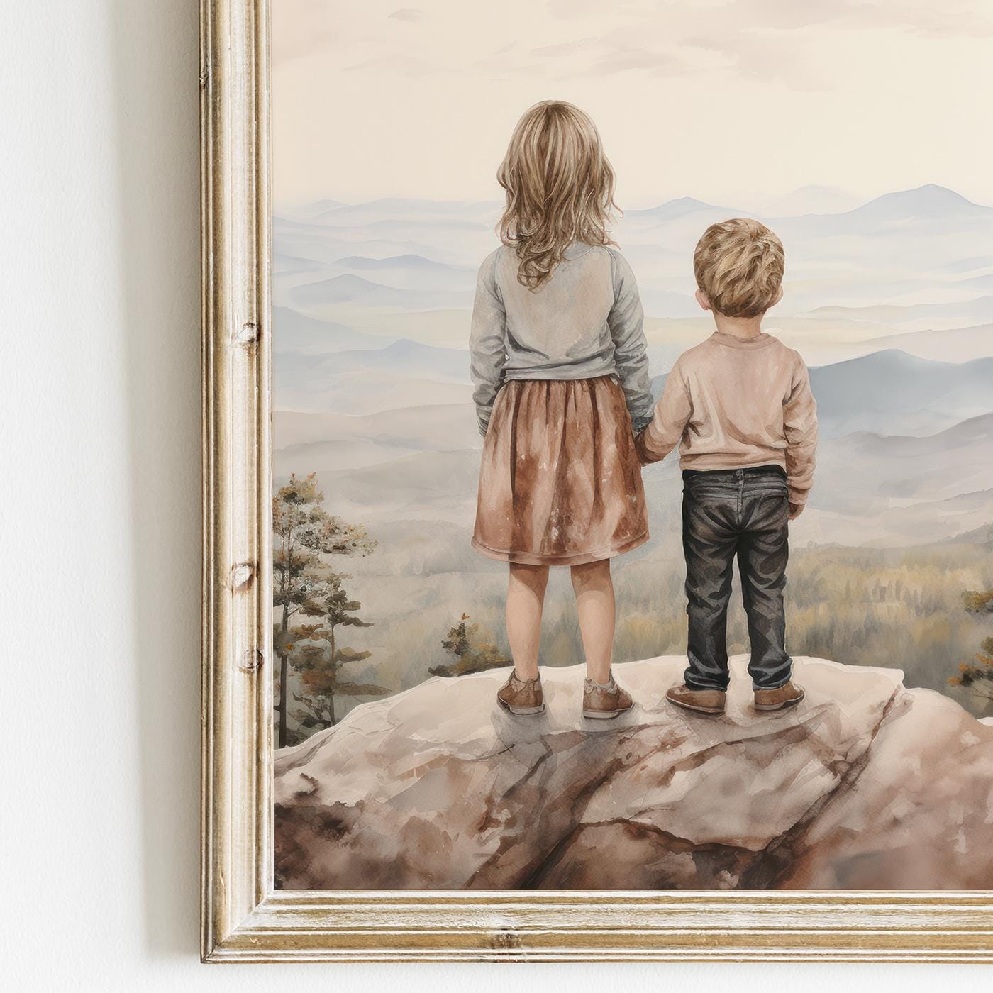 Brother and Sister Wall Art, Shared Sibling Room Decor, Portrait Print - WildfieldPrints