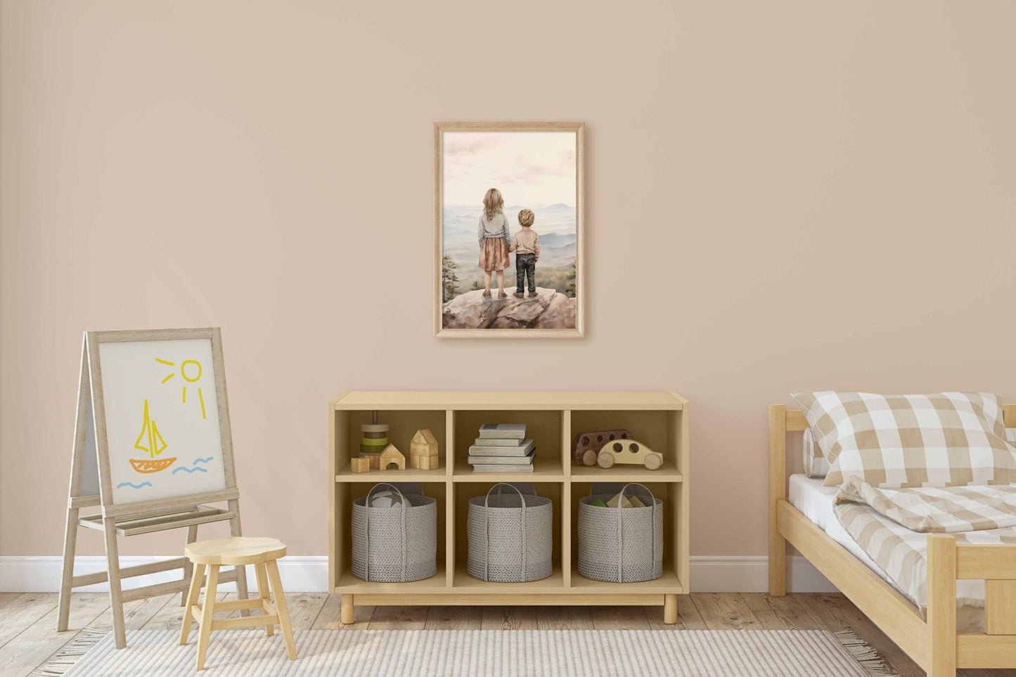 Brother and Sister Wall Art, Shared Sibling Room Decor, Portrait Print - WildfieldPrints