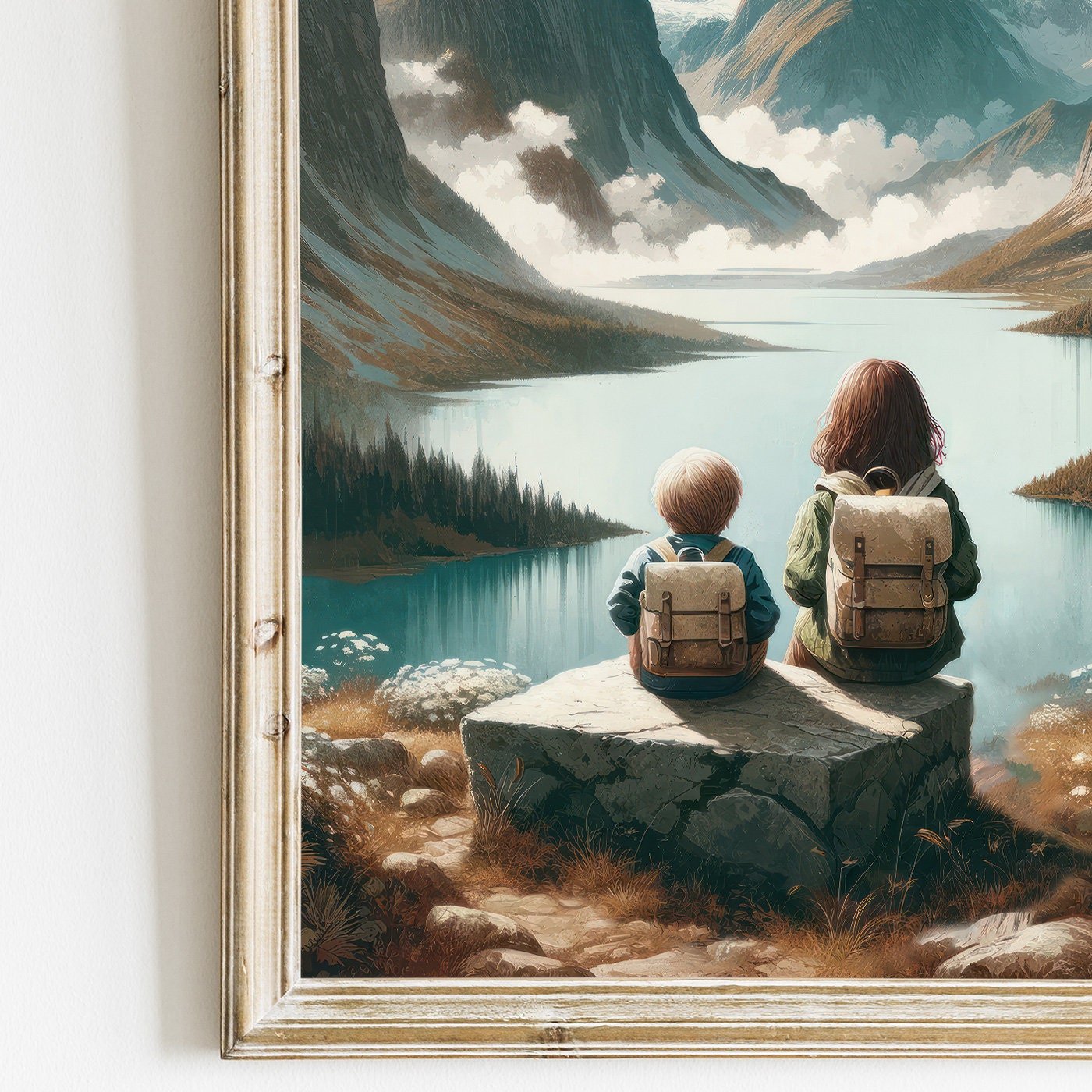 Brother and Sister Wall Art, Sibling Room Decor, Mountain Nursery Art - WildfieldPrints