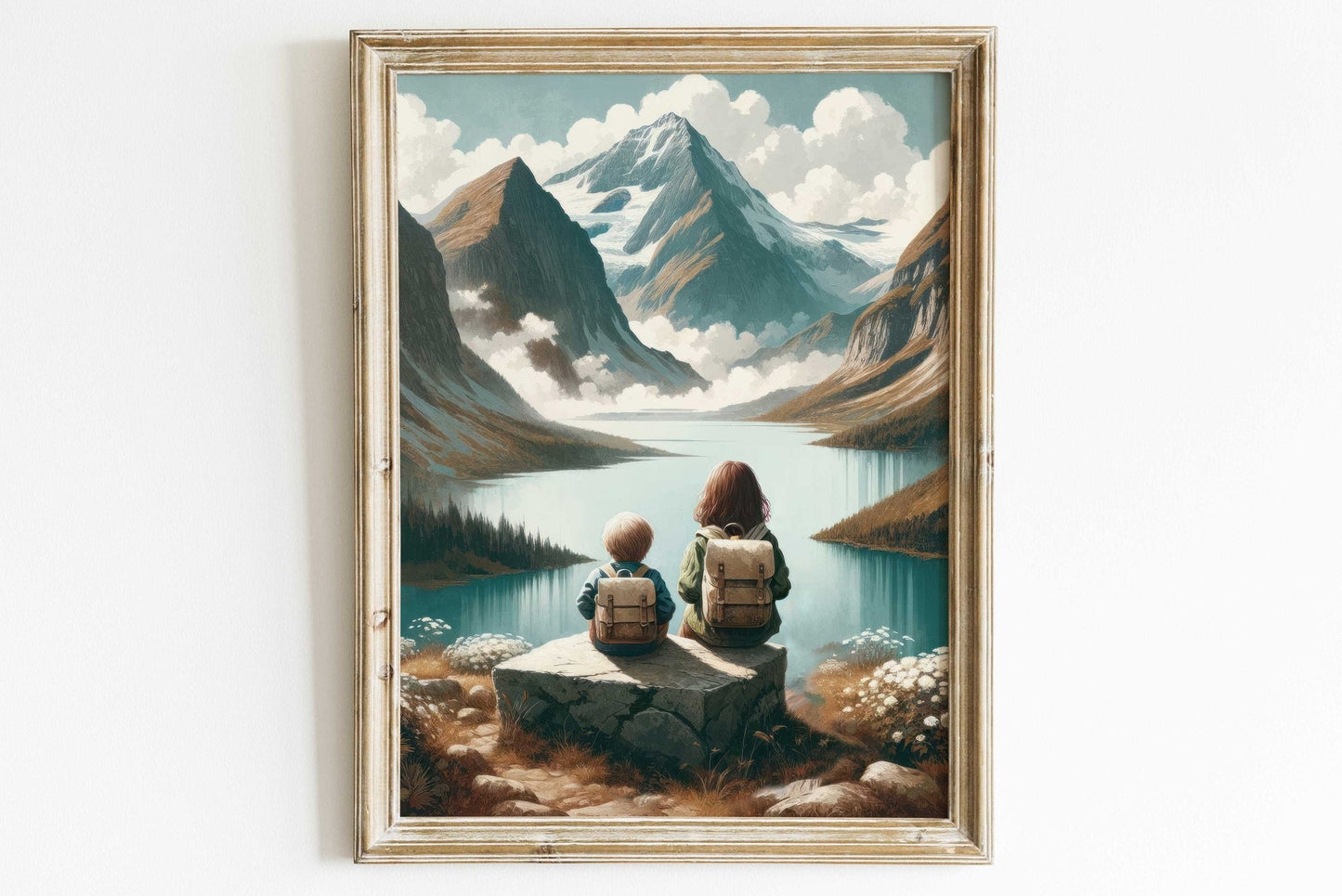 Brother and Sister Wall Art, Sibling Room Decor, Mountain Nursery Art - WildfieldPrints