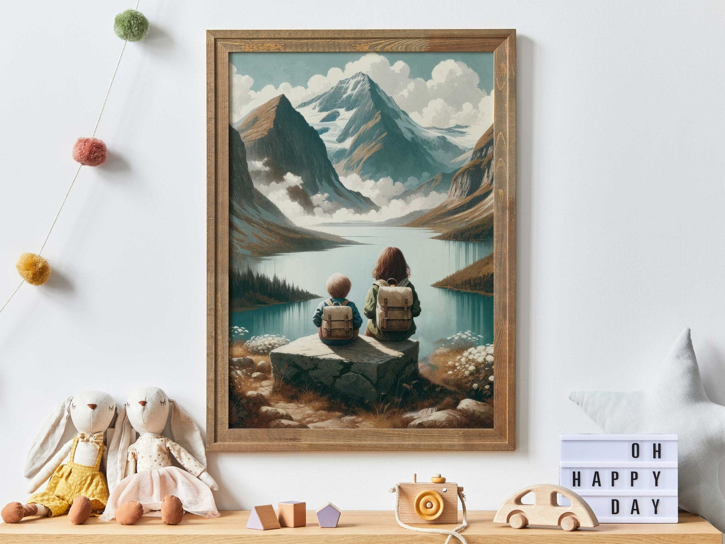 Brother and Sister Wall Art, Sibling Room Decor, Mountain Nursery Art - WildfieldPrints