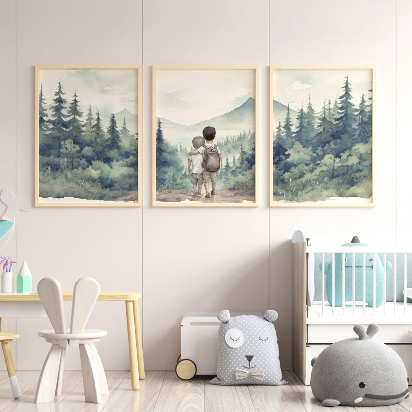 Brother Art, Boys Room Decor, Forest Themed Wall Prints - WildfieldPrints