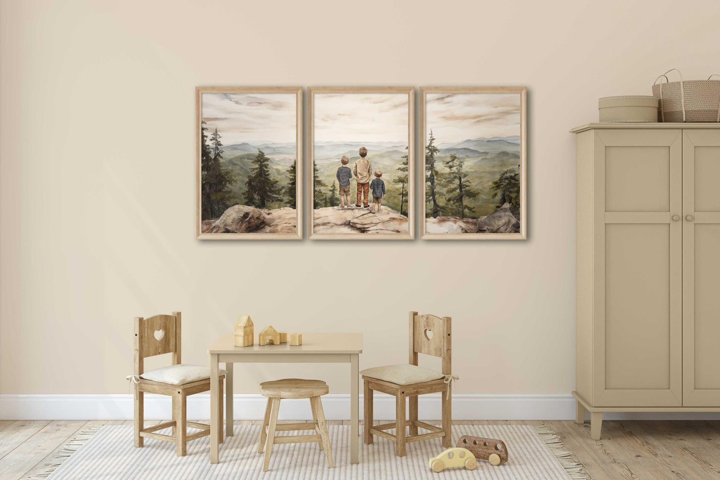 Brother Painting, Mountain Nursery Decor, Adventure Art for Kids - WildfieldPrints