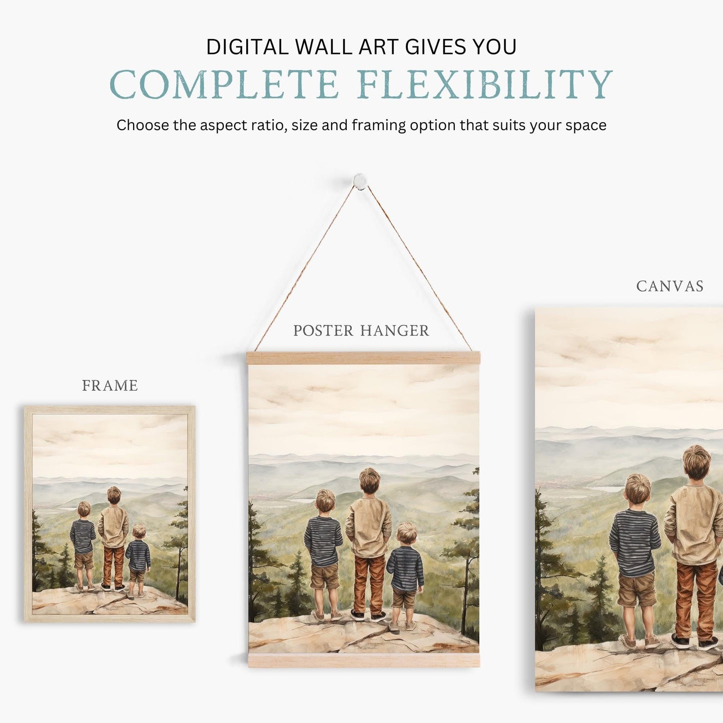 Brother Painting, Mountain Nursery Decor, Adventure Art for Kids - WildfieldPrints
