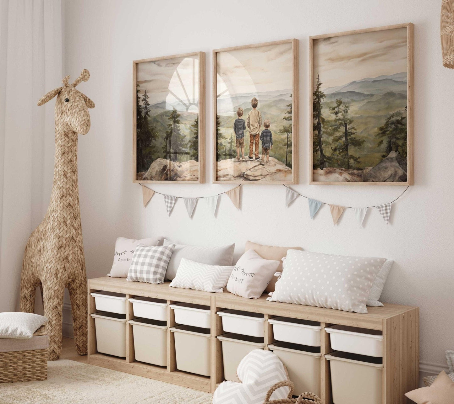 Brother Painting, Mountain Nursery Decor, Adventure Art for Kids - WildfieldPrints