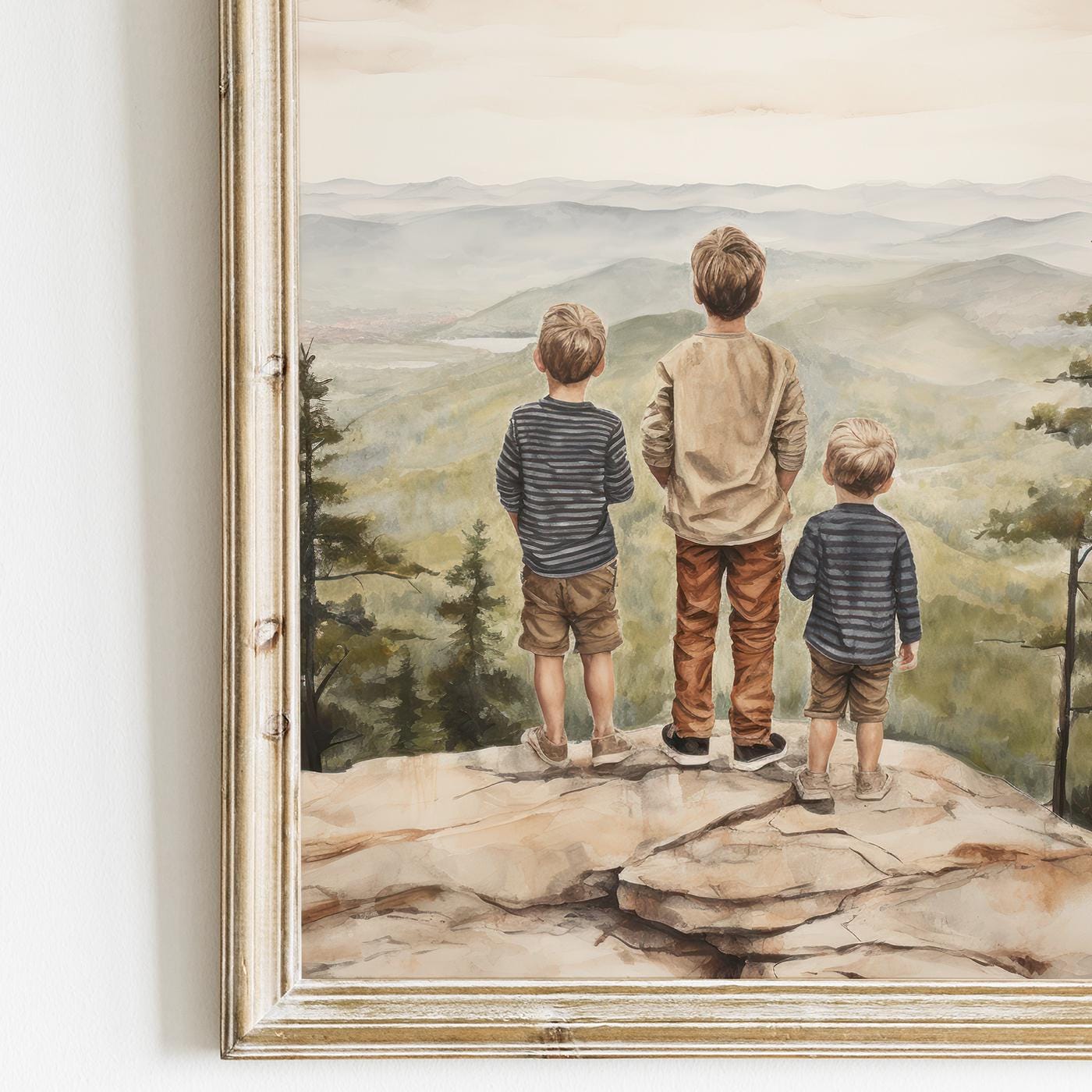 Brother Painting, Mountain Nursery Decor, Adventure Art for Kids - WildfieldPrints