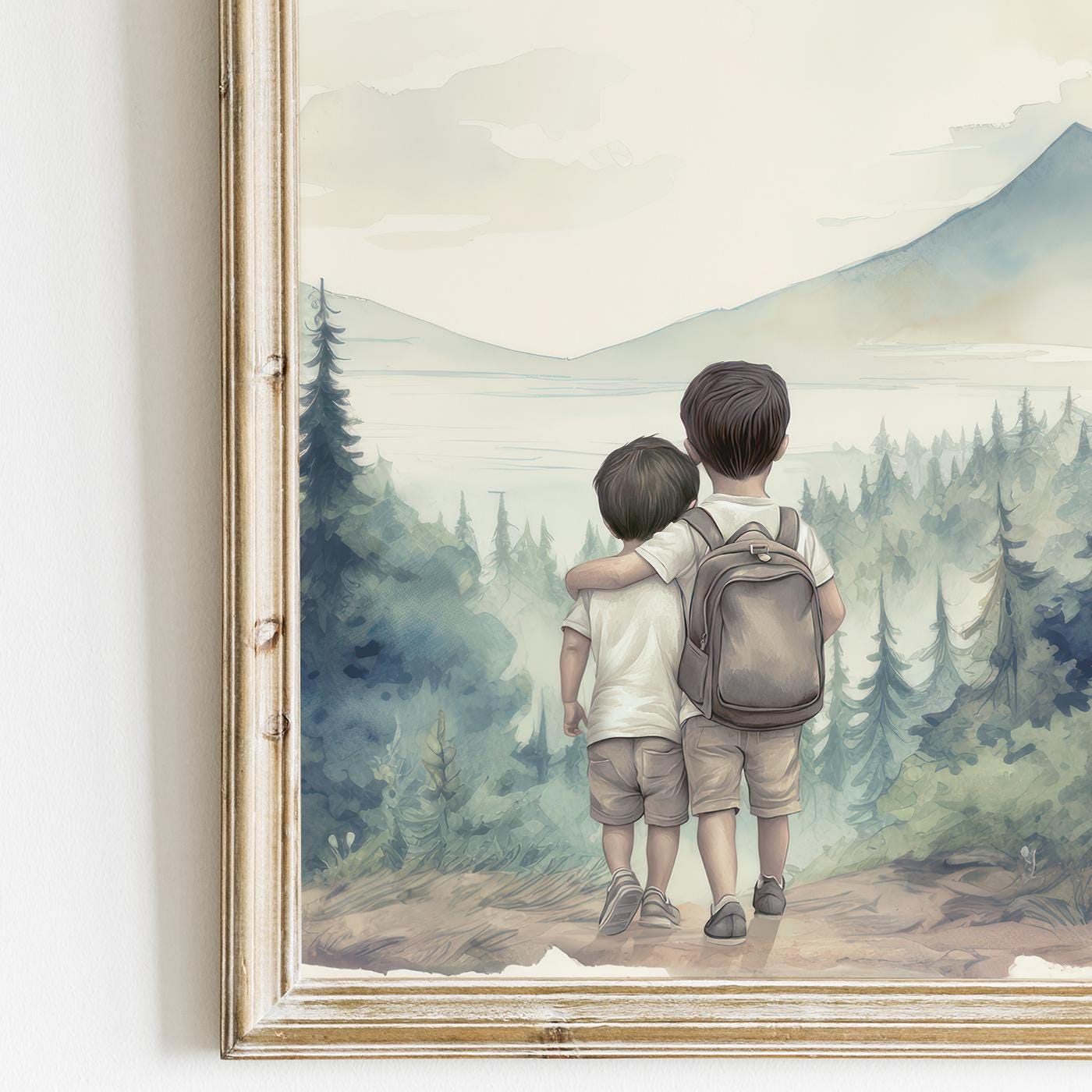 Brother Prints, Brother Room Decor, Two Young Boys Wall Art, Two Brothers, Forest Nursery Art, Boys Room Print Set of 3, Printable Wall Art - My Store
