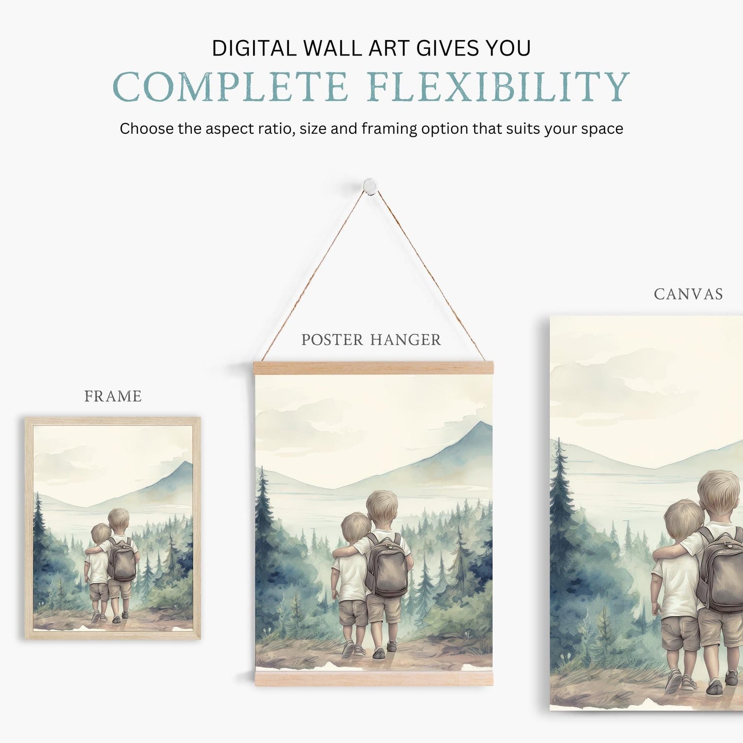 Brother Prints, Forest Nursery Art, Blond Boys Room Decor - WildfieldPrints