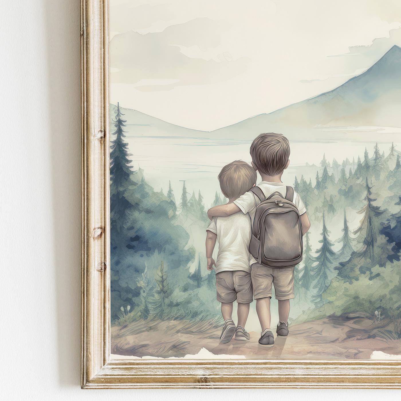 Brother Room Decor, Two Brothers Print, Forest and Mountain Art - WildfieldPrints