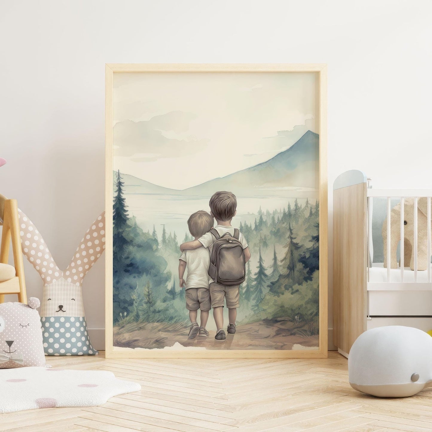 Brother Room Decor, Two Brothers Print, Forest and Mountain Art - WildfieldPrints