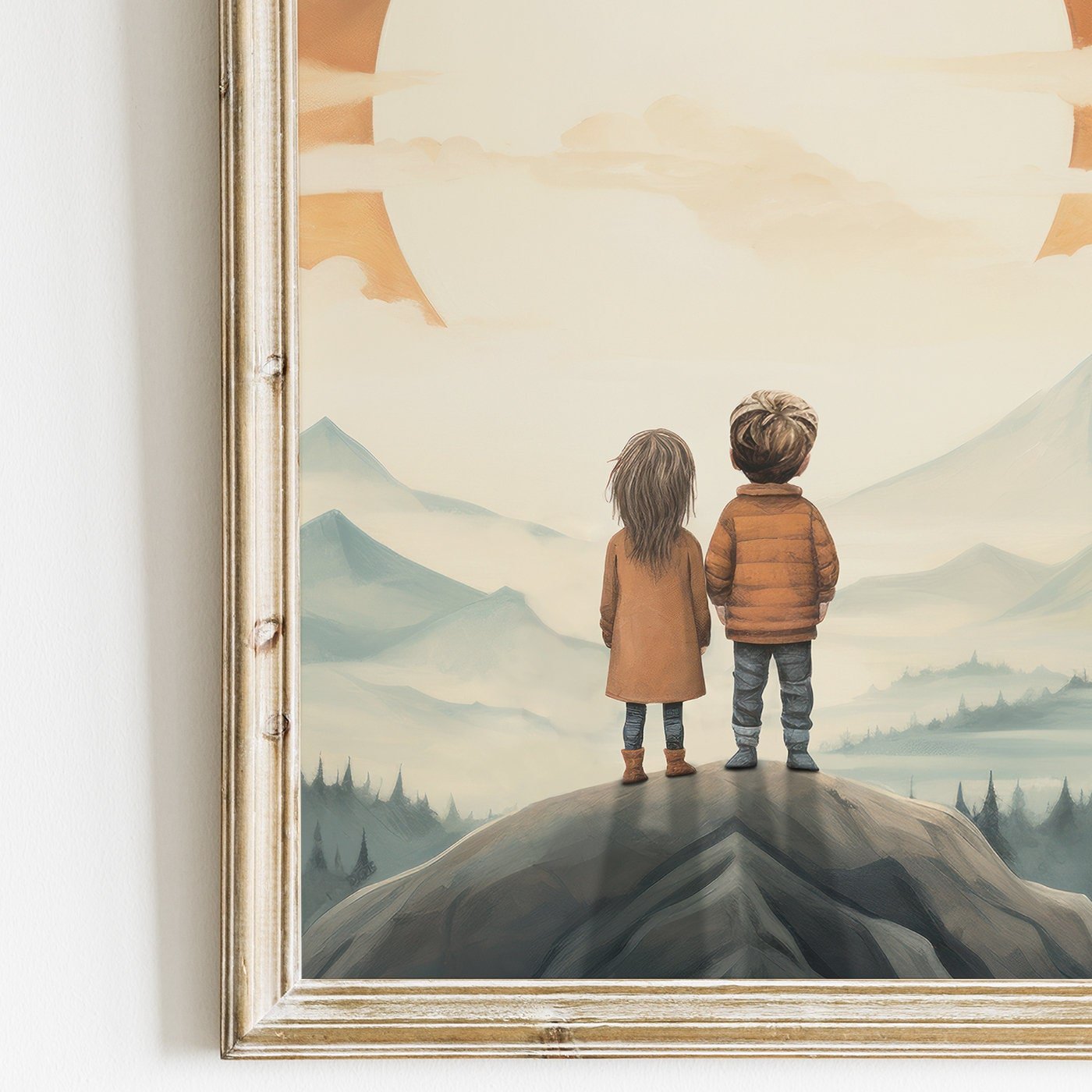 Brother & Sister Adventure Triptych Prints, Vintage Sibling Wall Decor - WildfieldPrints