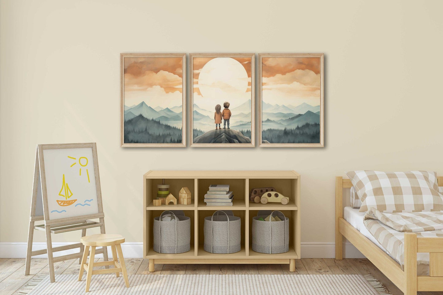 Brother & Sister Adventure Triptych Prints, Vintage Sibling Wall Decor - WildfieldPrints