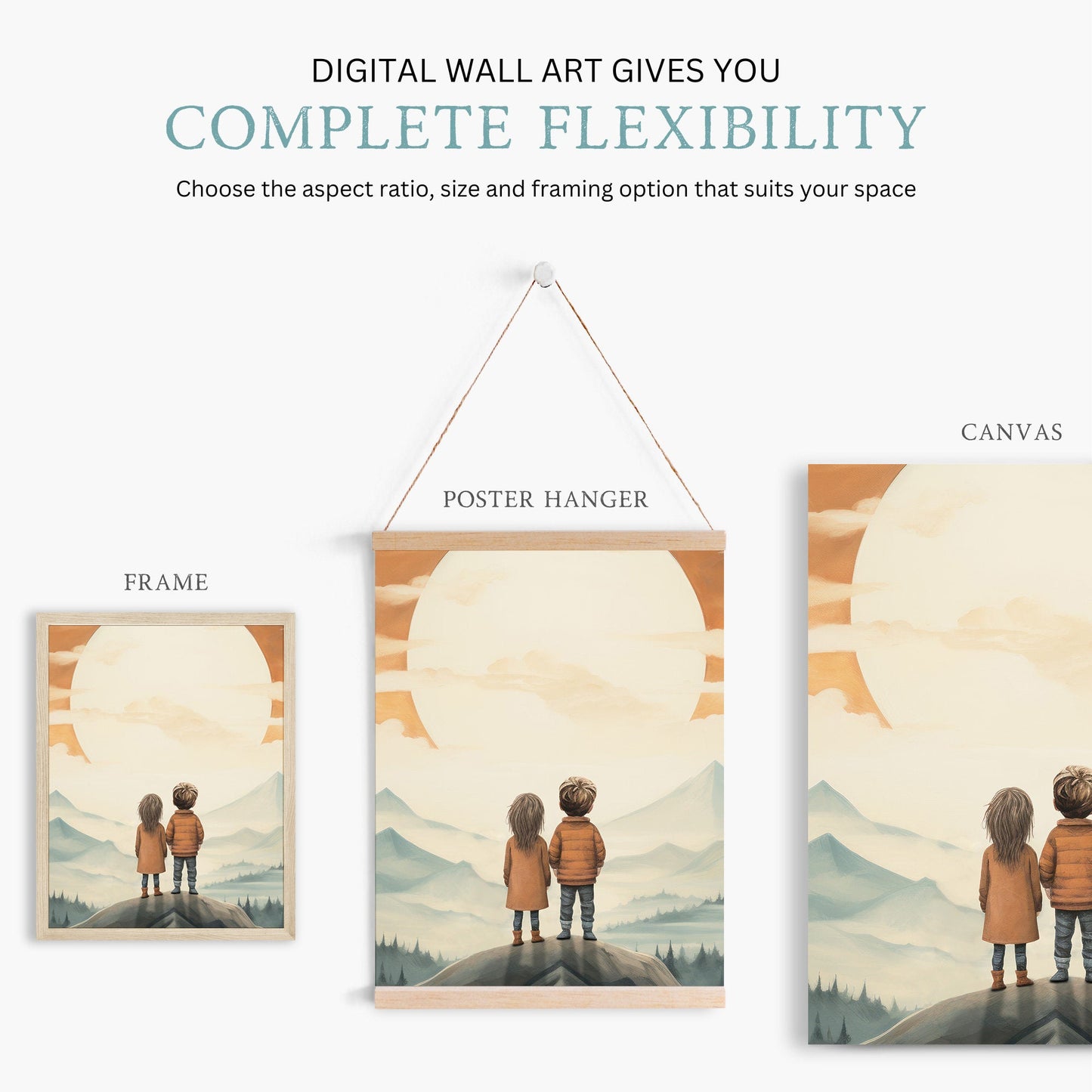 Brother & Sister Adventure Triptych Prints, Vintage Sibling Wall Decor - WildfieldPrints