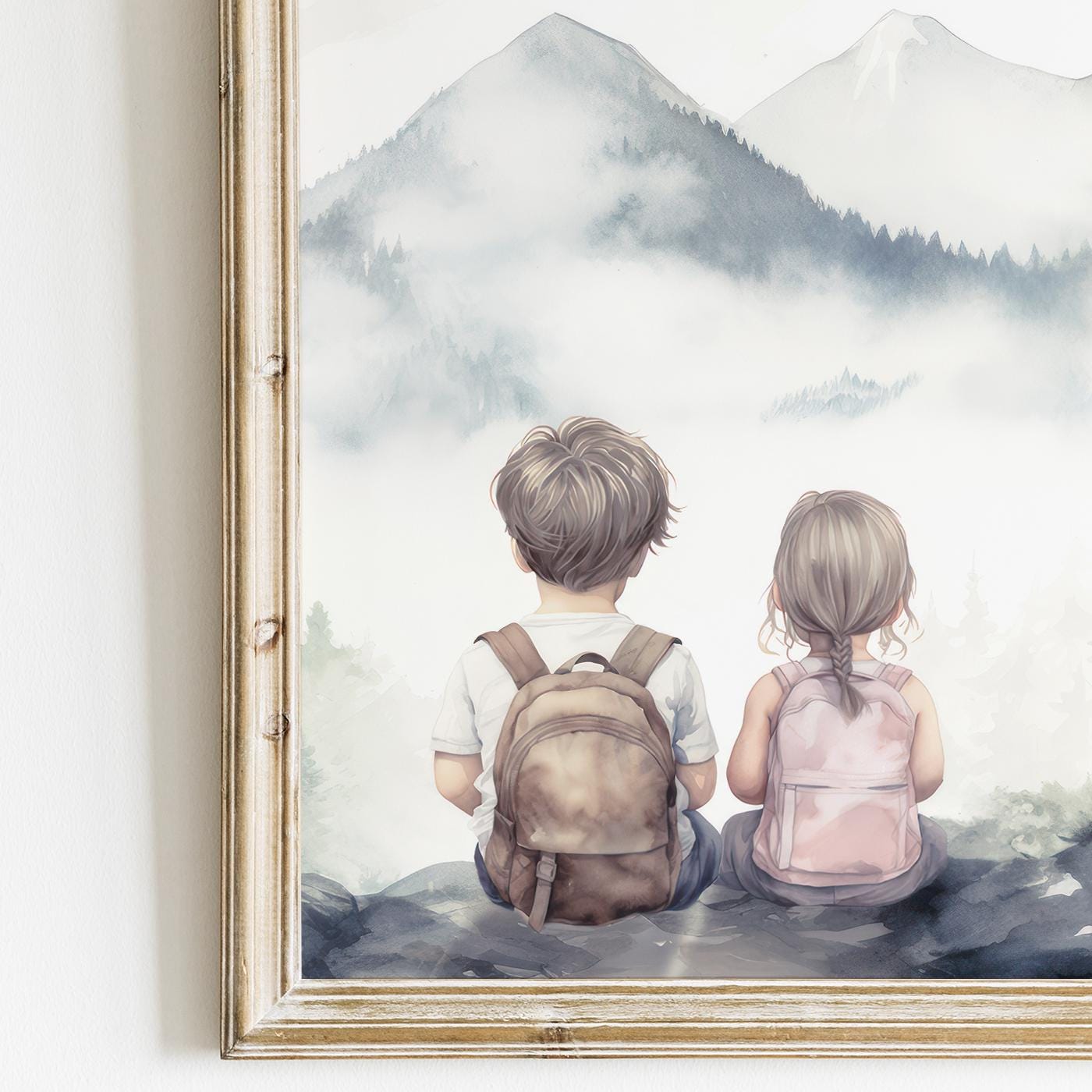 Brother & Sister Wall Art, Adventure Mountain Decor, Siblings Prints - WildfieldPrints