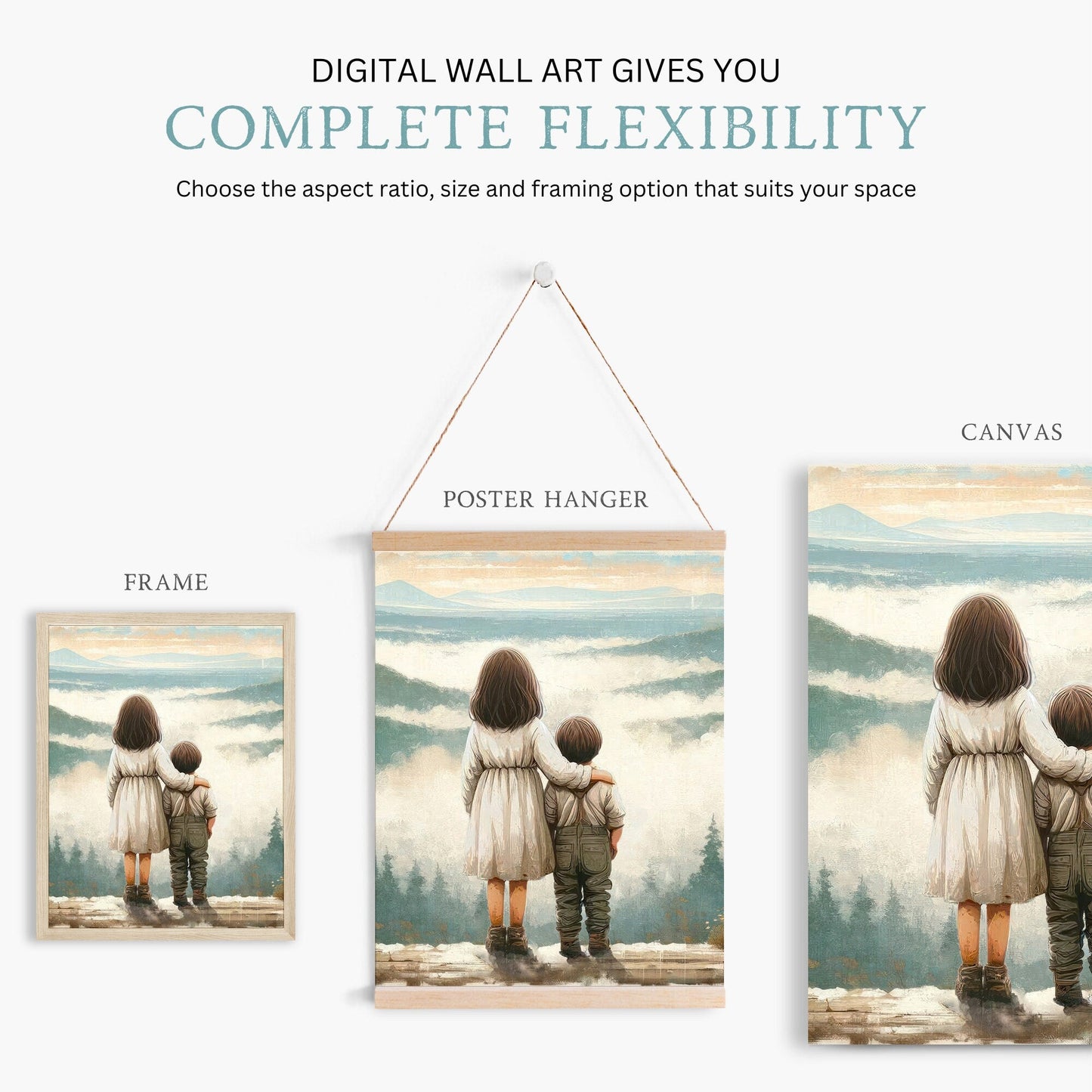 Brother & Sister Wall Art, Boy and Girl Print, Adventure Decor - WildfieldPrints