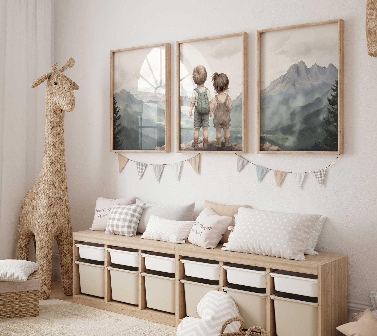 Brother & Sister Wall Art, Boy and Girl Prints, Mountain Decor - WildfieldPrints