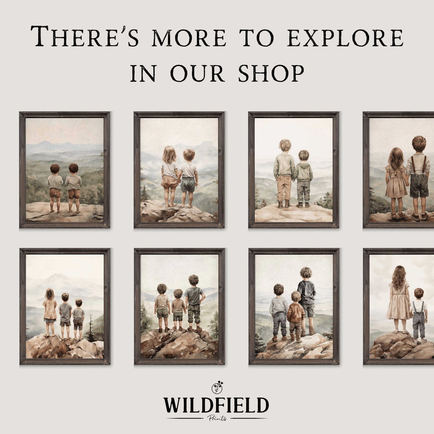 Brother & Sister Wall Art, Sibling Adventure Decor, Mountain Nursery Print - WildfieldPrints