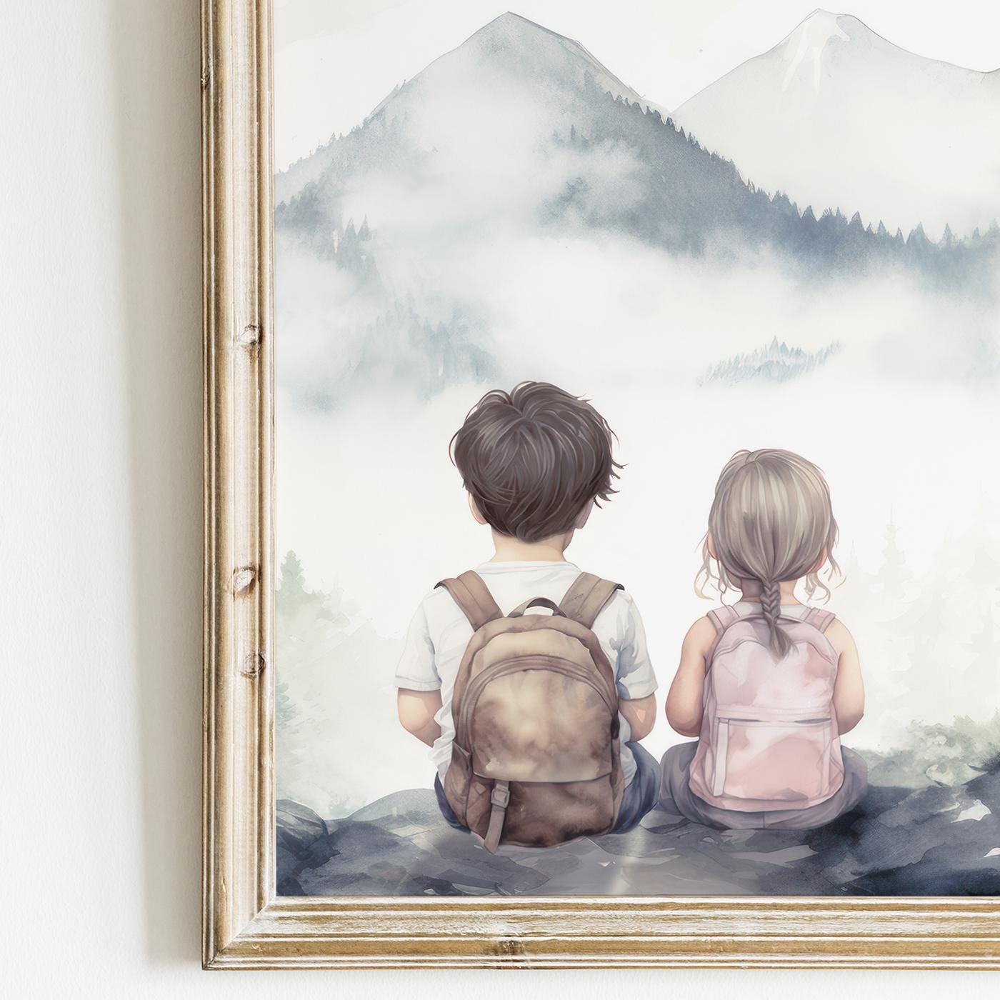 Brother & Sister Wall Decor, Boy and Girl Prints, Woodland Animals - WildfieldPrints