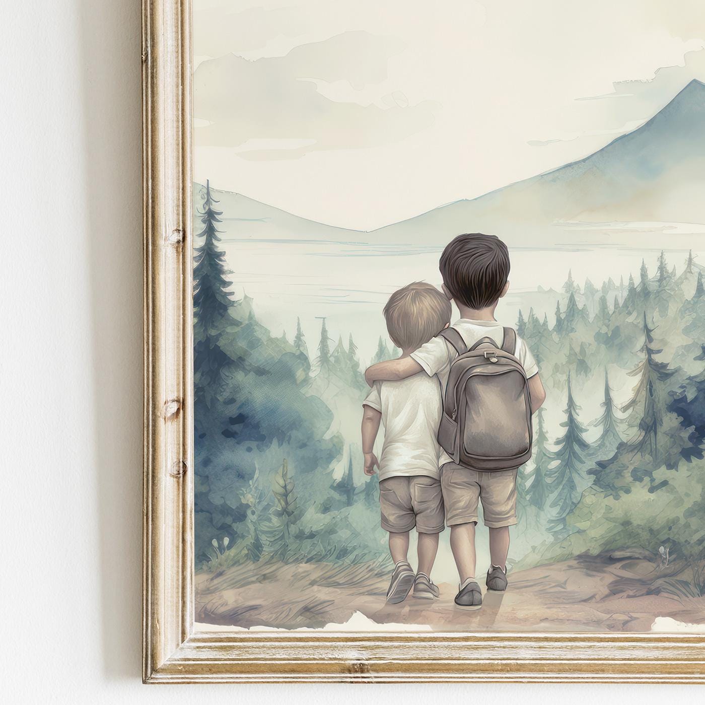Brother Wall Art, Two Boys Print, Forest Nursery Decor - WildfieldPrints