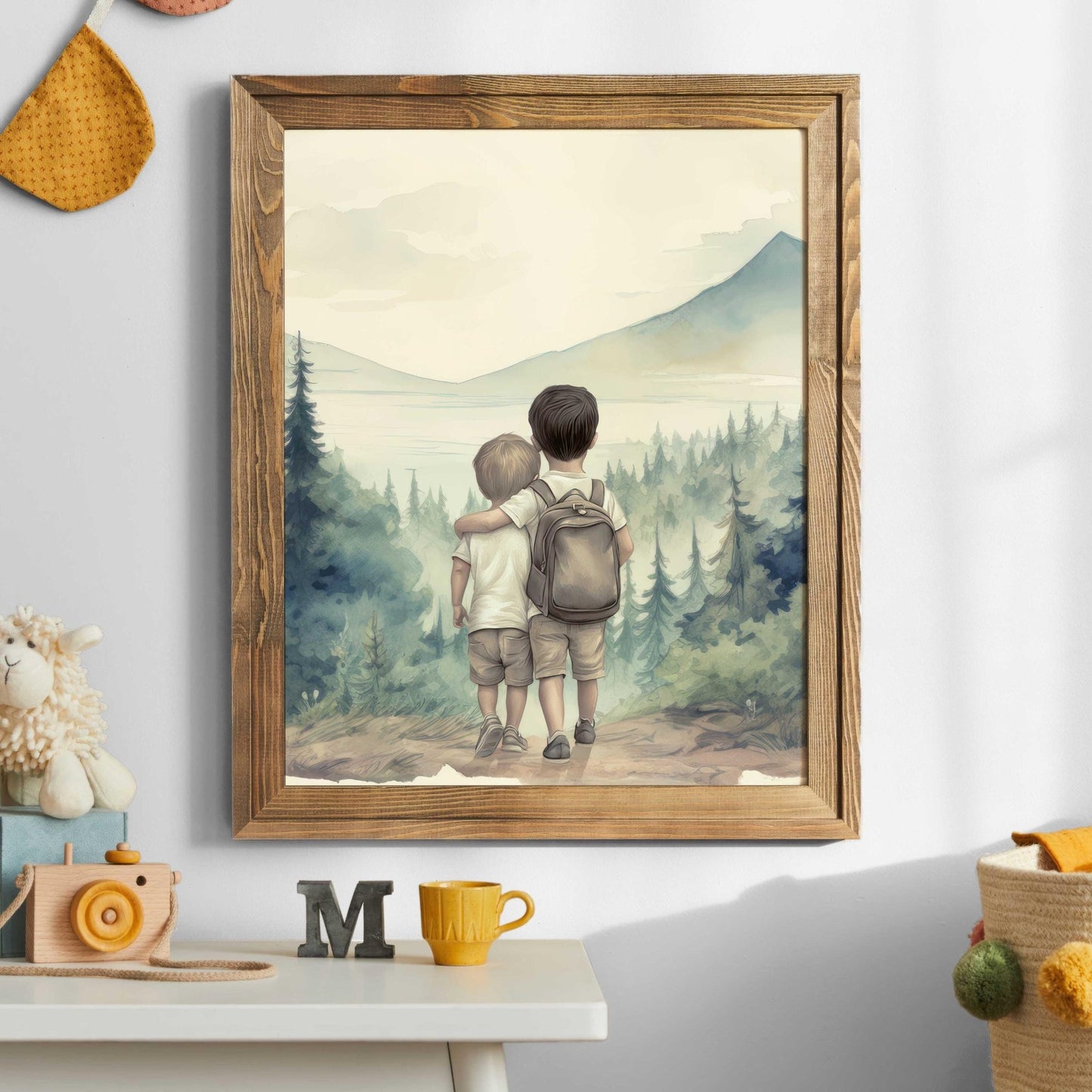 Brother Wall Art, Two Boys Print, Forest Nursery Decor - WildfieldPrints