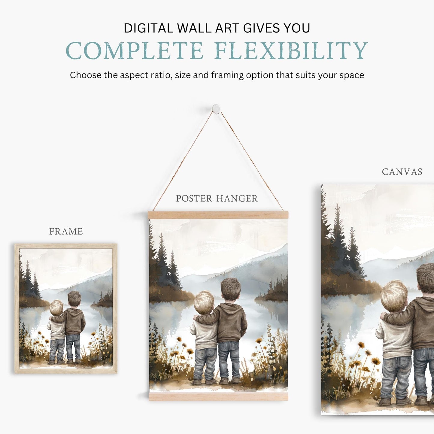 Brother Wall Decor, Shared Room Art, Two Boys Bedroom Decor - WildfieldPrints
