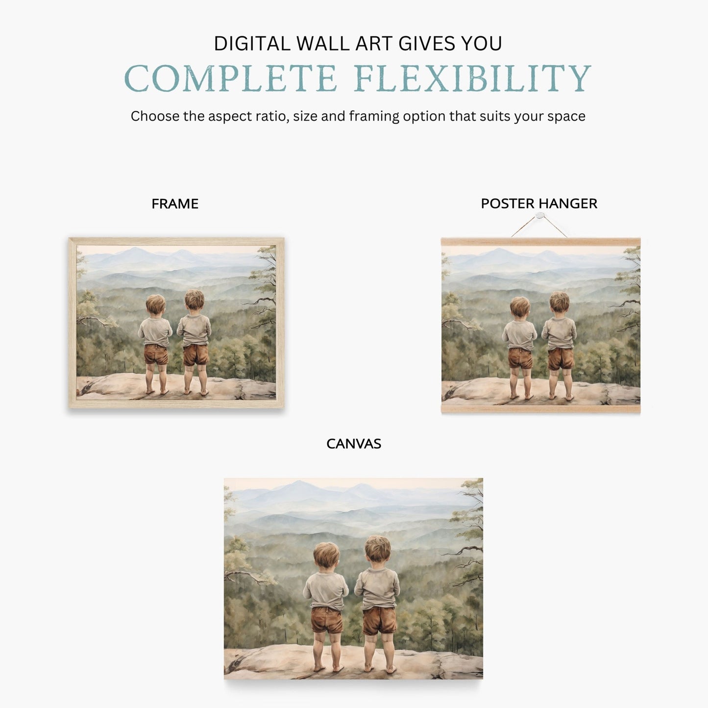 Brothers Adventure Print, Boys Room Decor, Nature - Themed Art - WildfieldPrints
