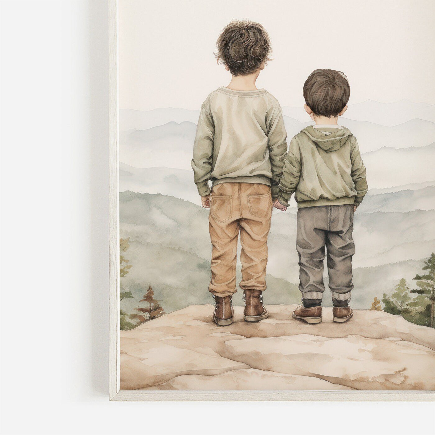 Brothers Room Art, Adventure Toddler Decor, Two Brothers Painting - WildfieldPrints