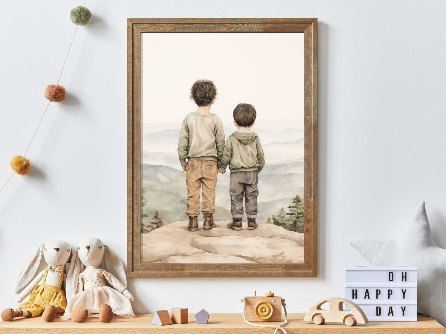 Brothers Room Art, Adventure Toddler Decor, Two Brothers Painting - WildfieldPrints