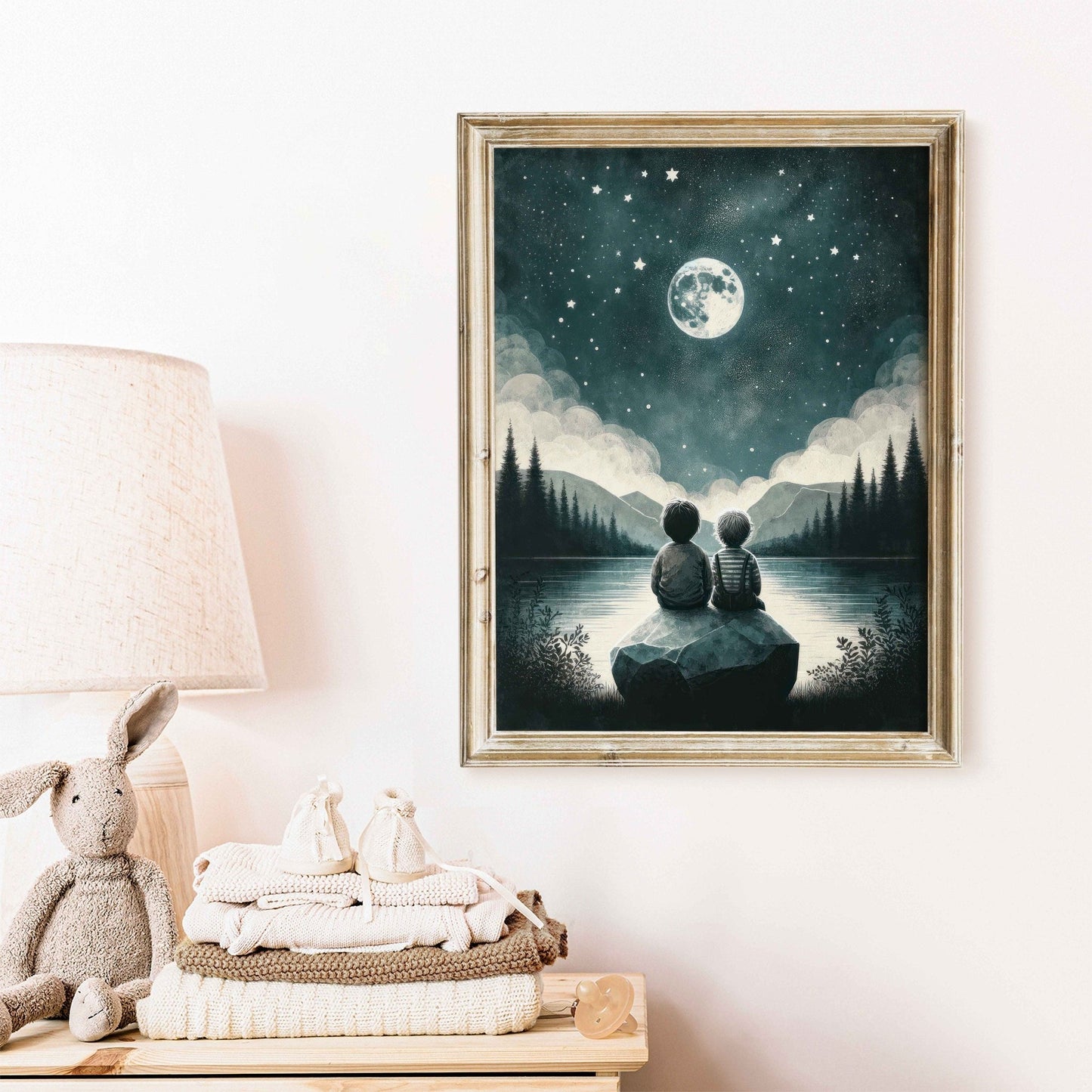 Brothers Room Decor, Adventure Toddler Art, Moon & Stars Prints - WildfieldPrints