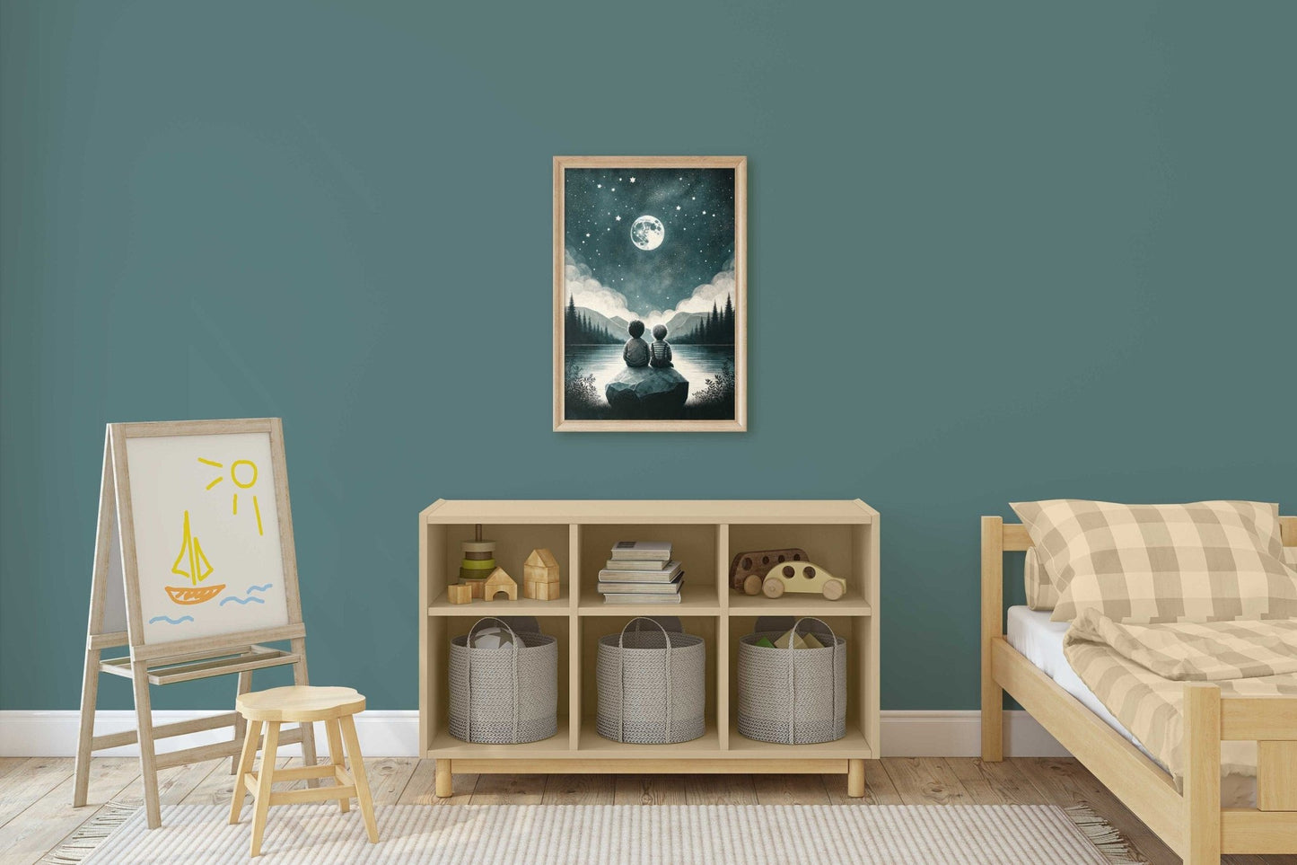 Brothers Room Decor, Adventure Toddler Art, Moon & Stars Prints - WildfieldPrints