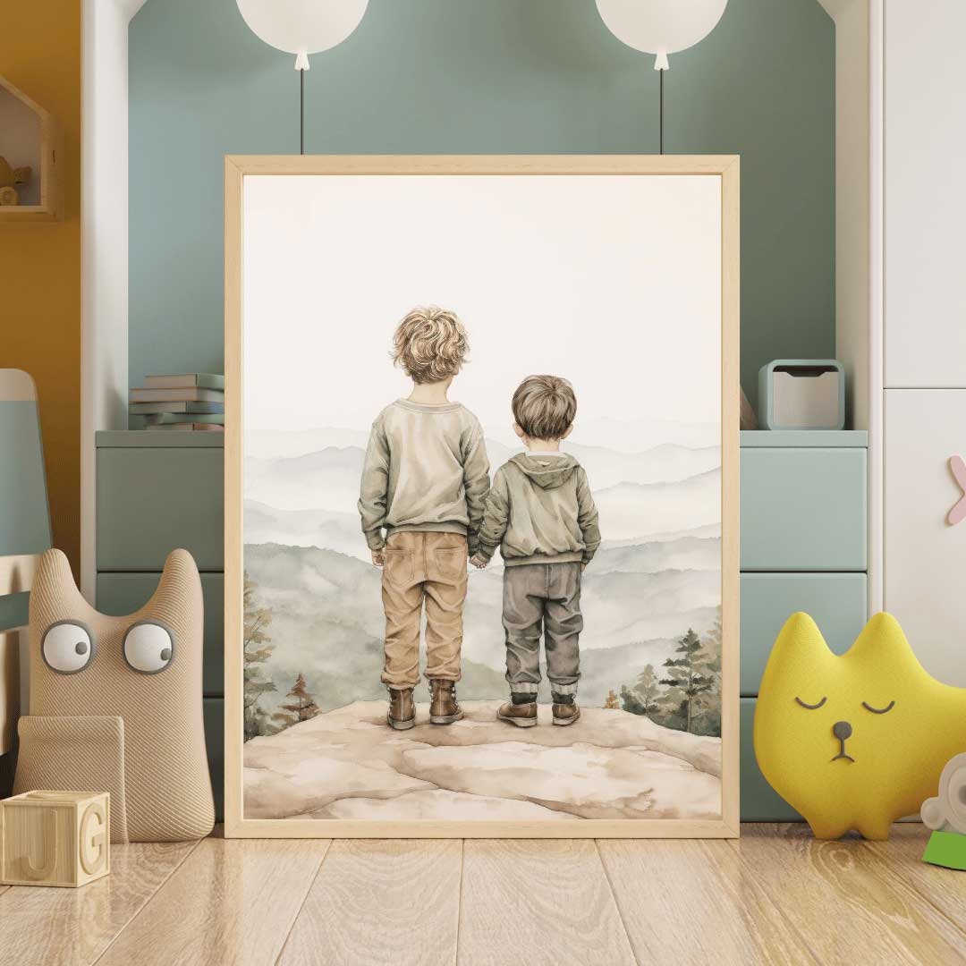 Brothers Room Print, Adventure Nursery Decor, Kids Wall Art - WildfieldPrints