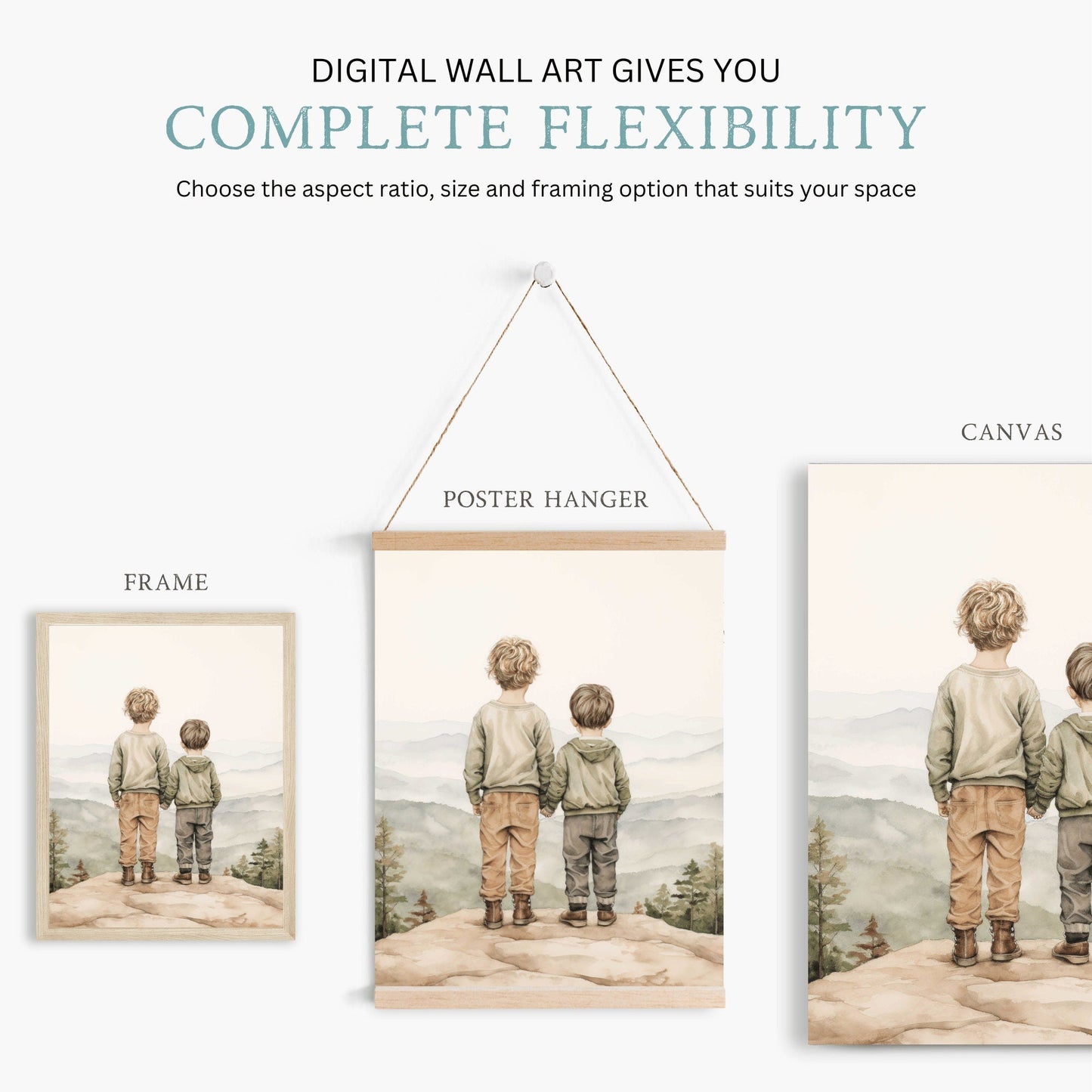 Brothers Room Print, Adventure Nursery Decor, Kids Wall Art - WildfieldPrints