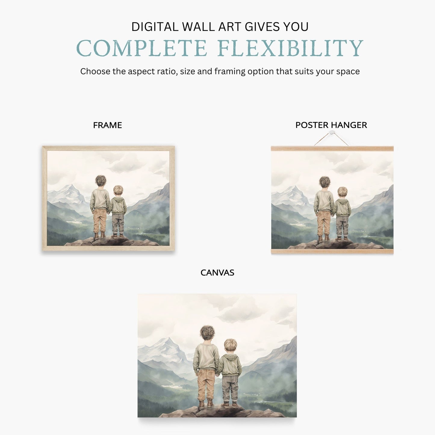 Brothers Room Print, Adventure Nursery Decor, Rustic Boys Wall Art - WildfieldPrints